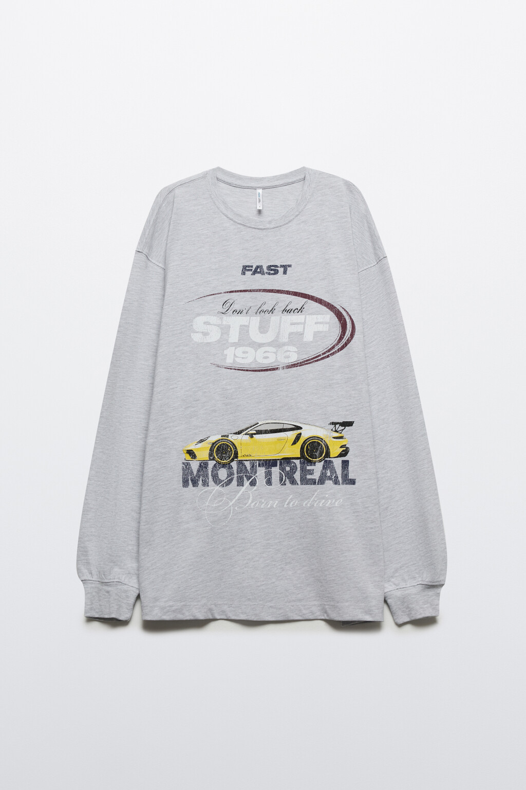 Лонгслив oversize с принтом - цвет серый - 7