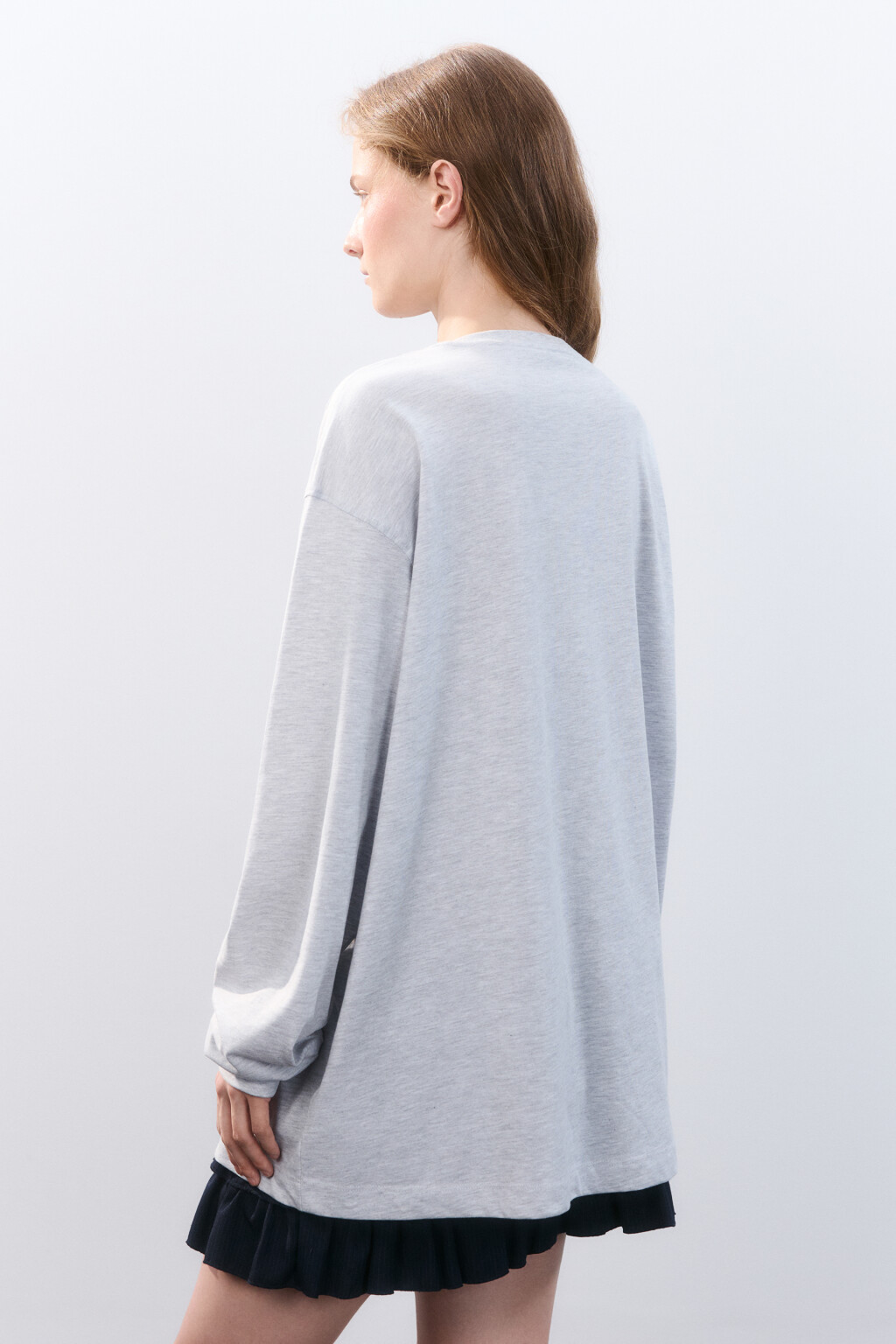 Лонгслив oversize с принтом - цвет серый - 3