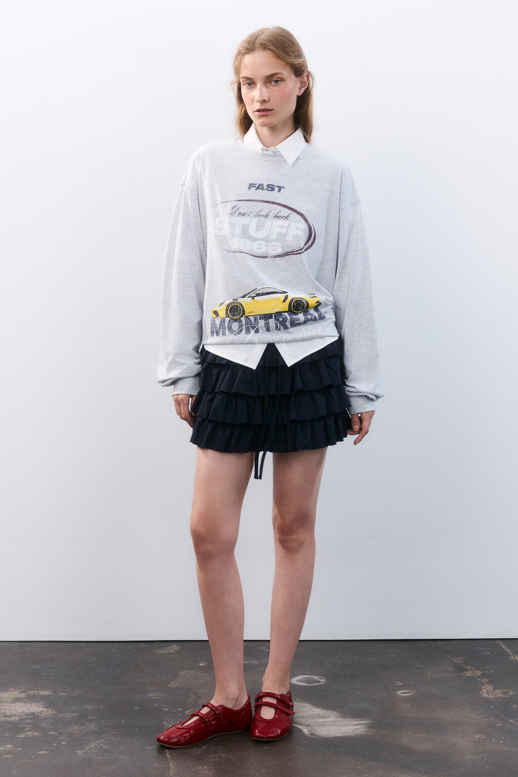 Лонгслив oversize с принтом - цвет серый - 4