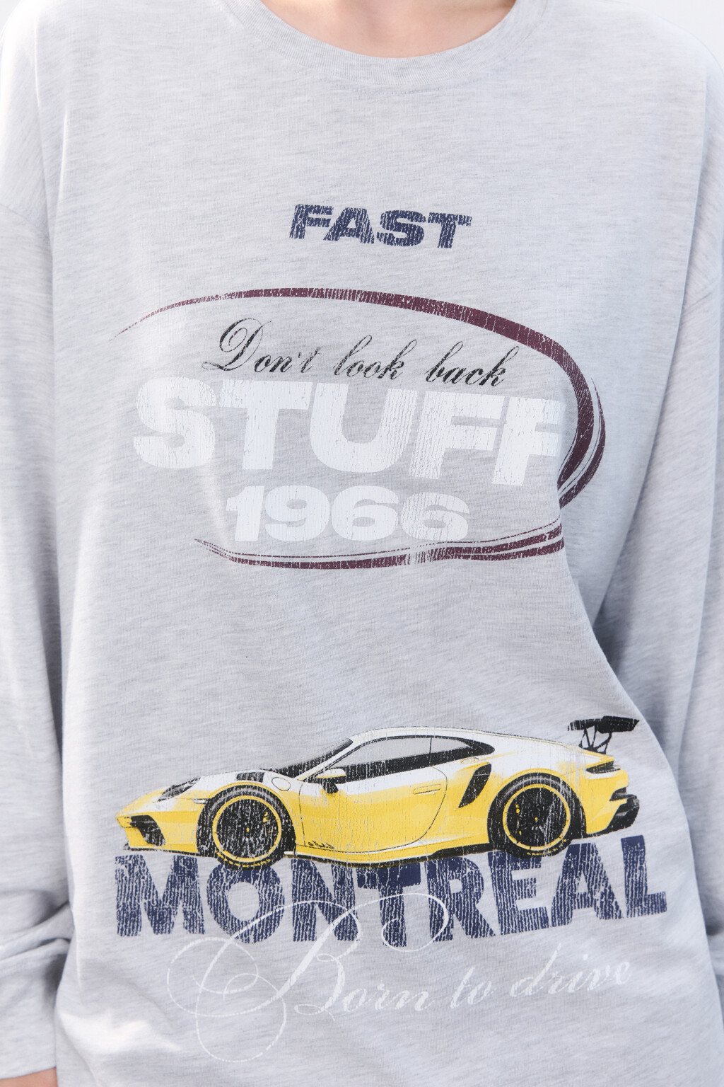 Лонгслив oversize с принтом - цвет серый - 5