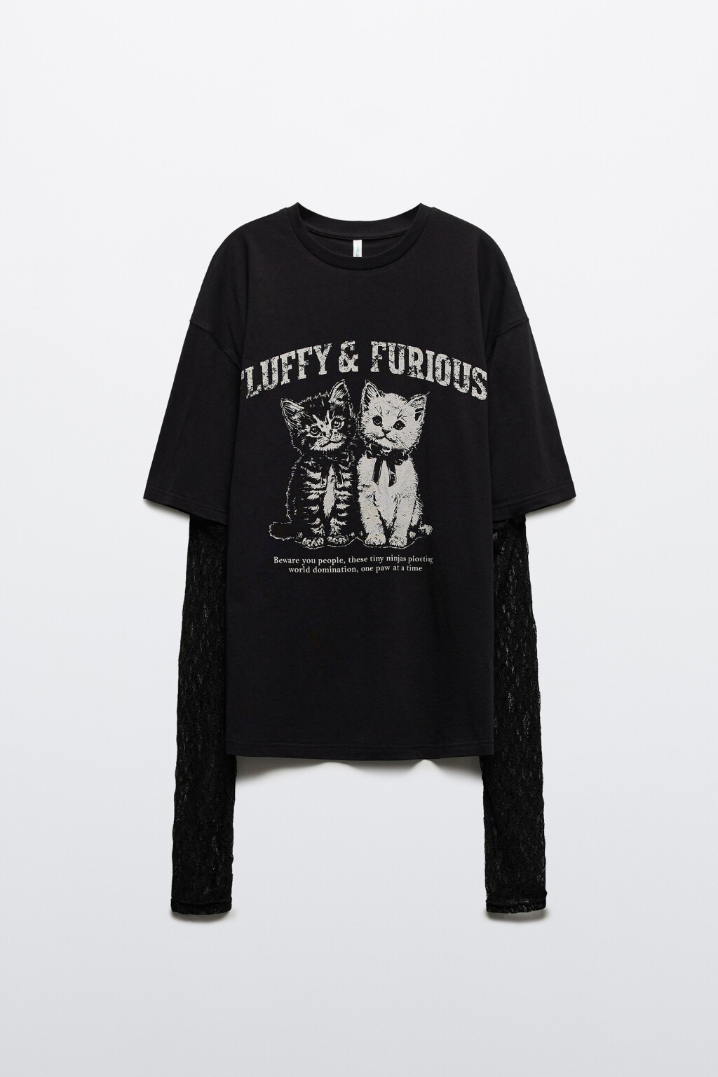 Лонгслив с рукавами из сетки - цвет черный - 7