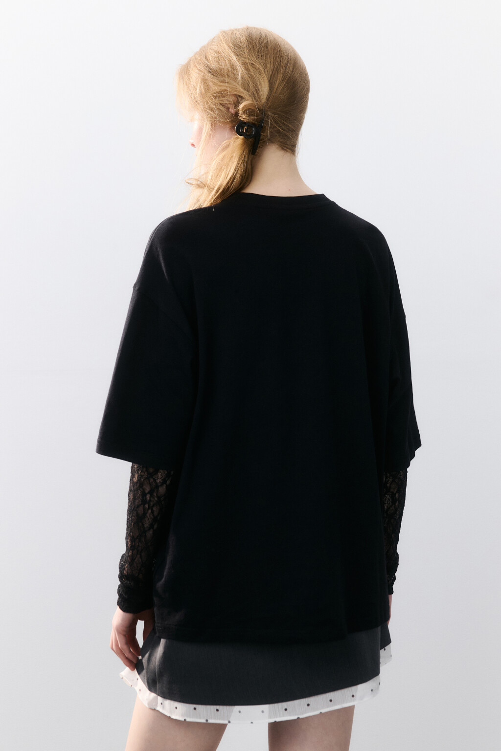 Лонгслив с рукавами из сетки - цвет черный - 3