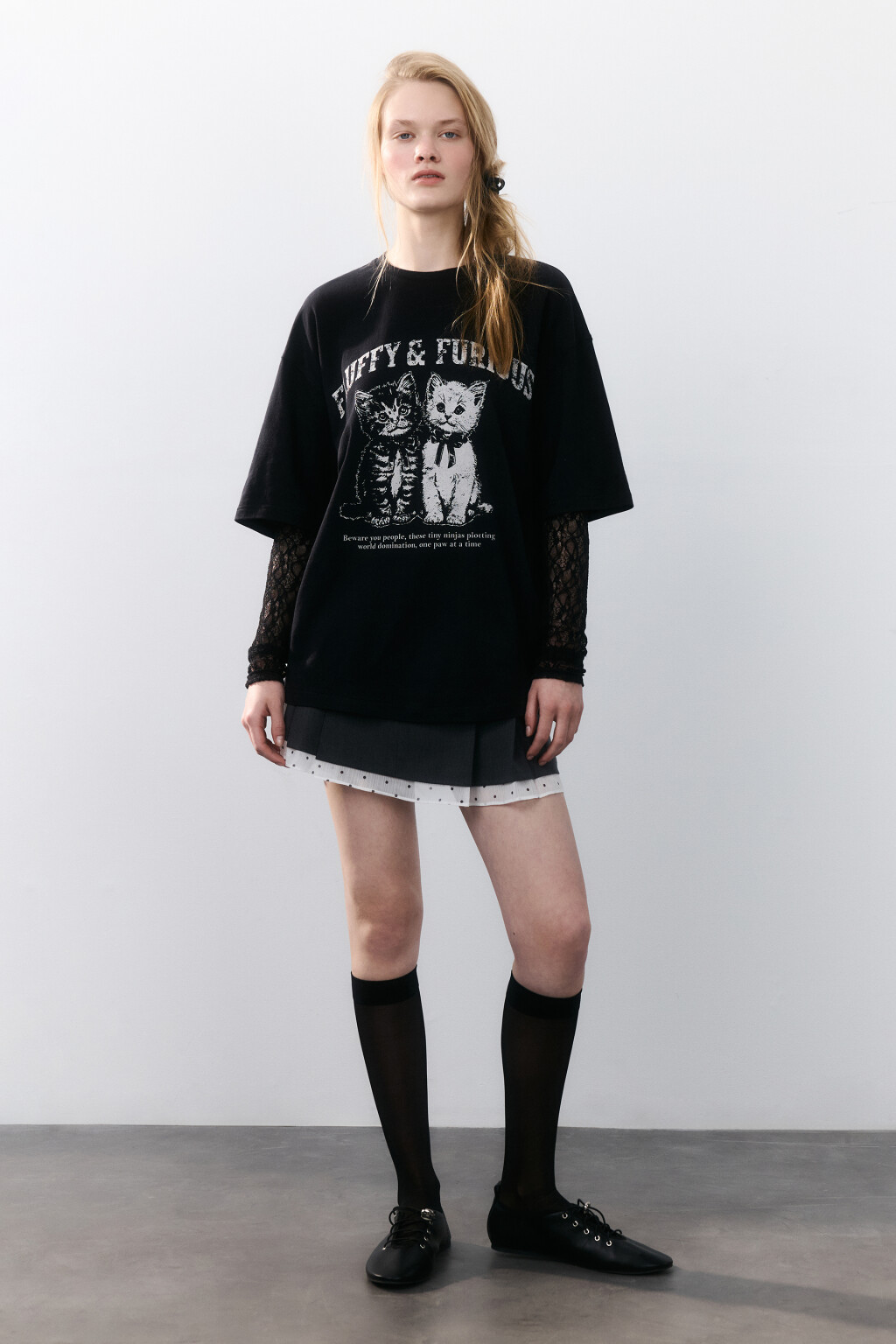 Лонгслив с рукавами из сетки - цвет черный - 4