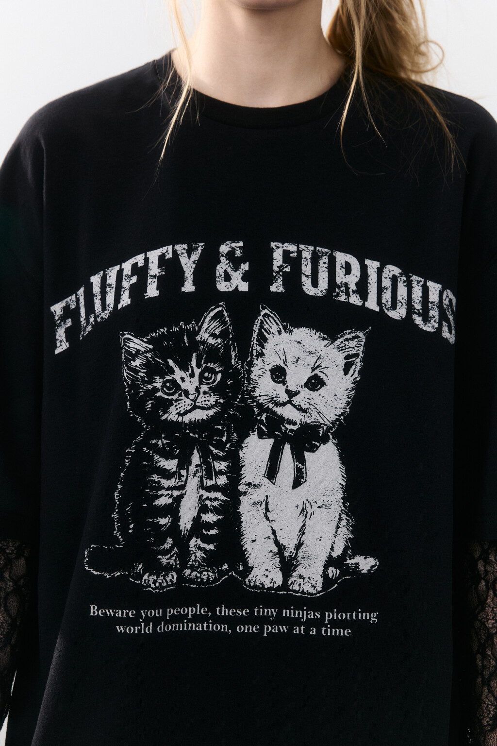 Лонгслив с рукавами из сетки - цвет черный - 5