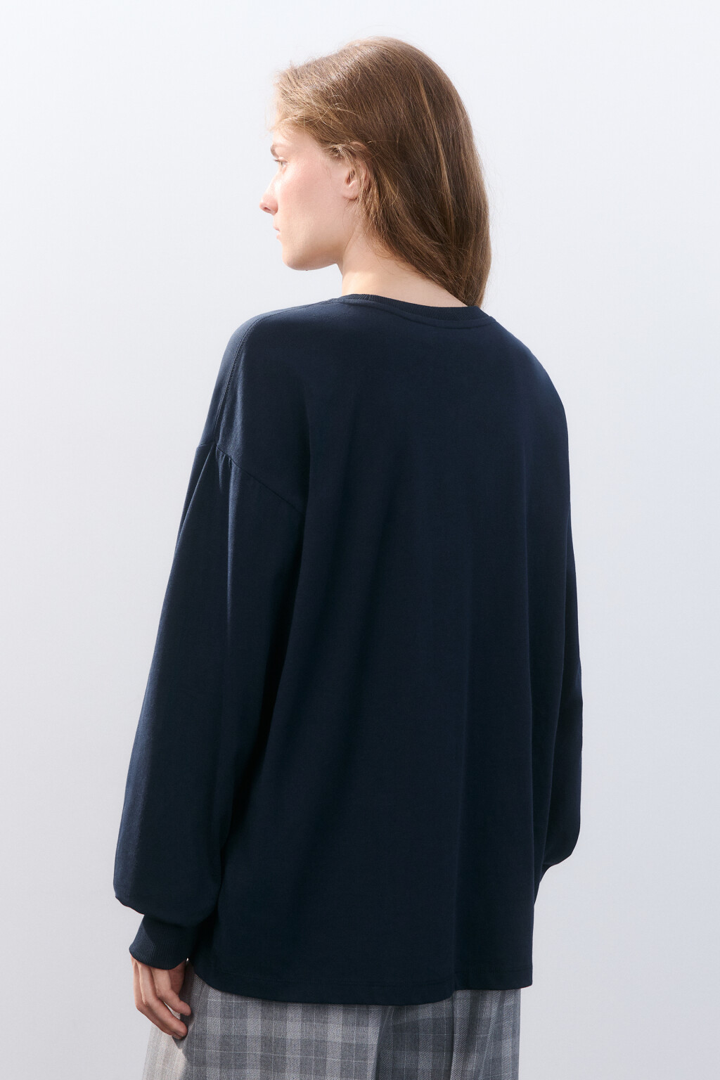 Лонгслив хлопковый с принтом - цвет синий - 3