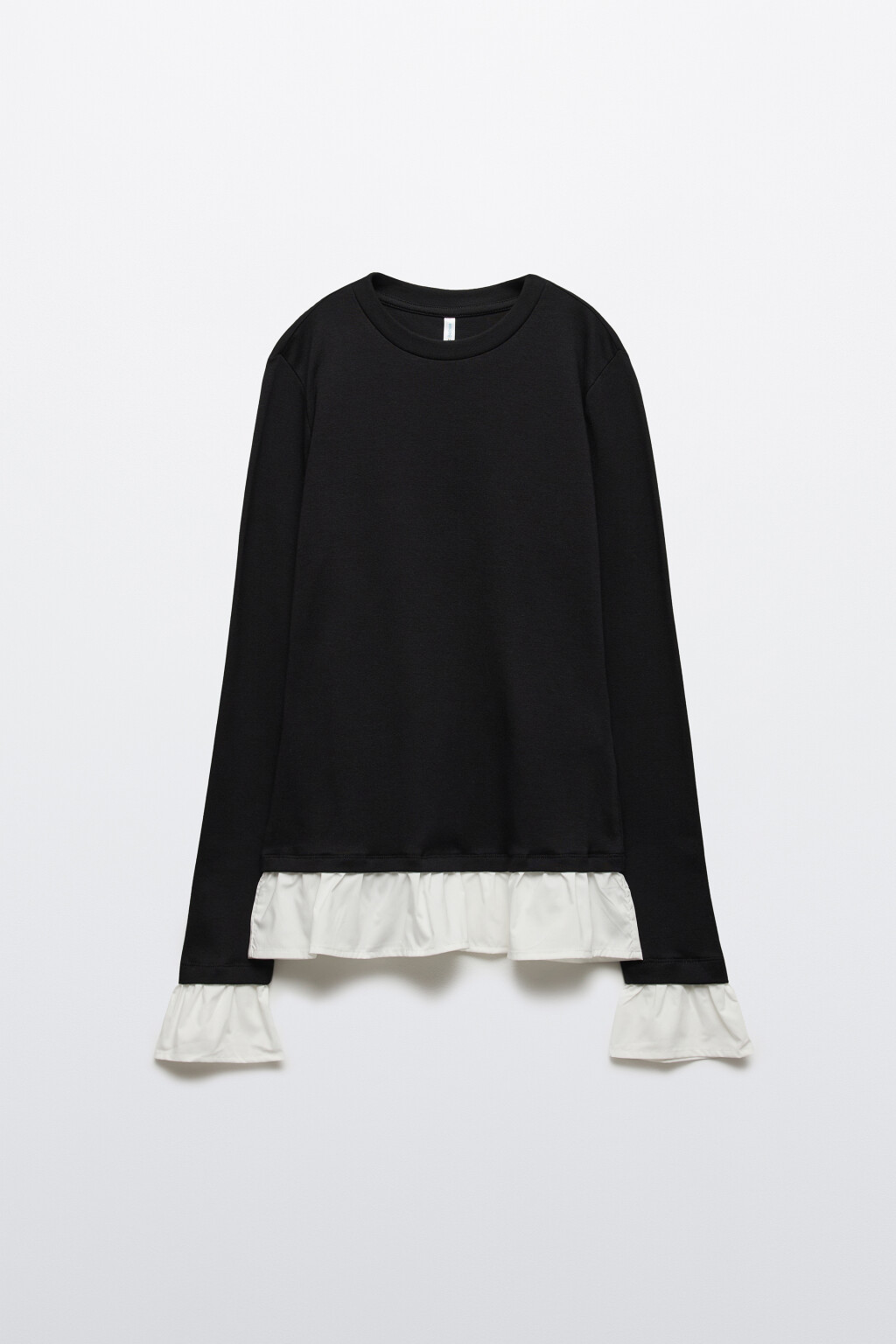 Лонгслив облегающий с оборками - цвет черный - 7