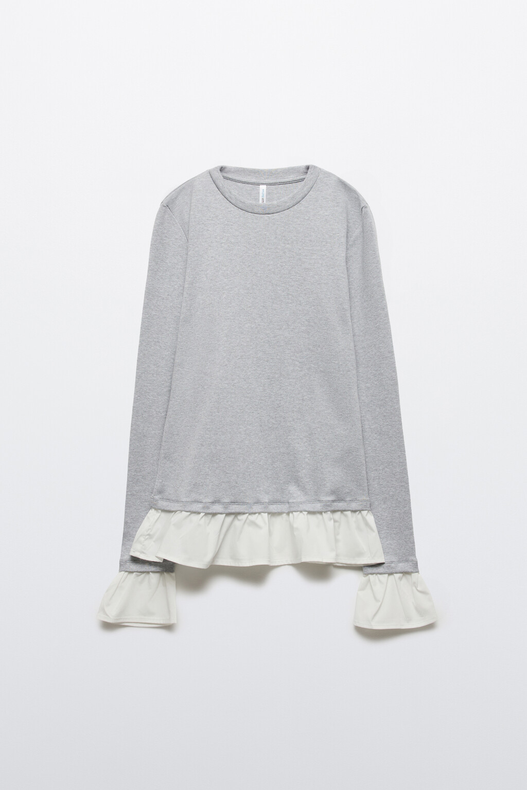 Лонгслив облегающий с оборками - цвет серый - 7