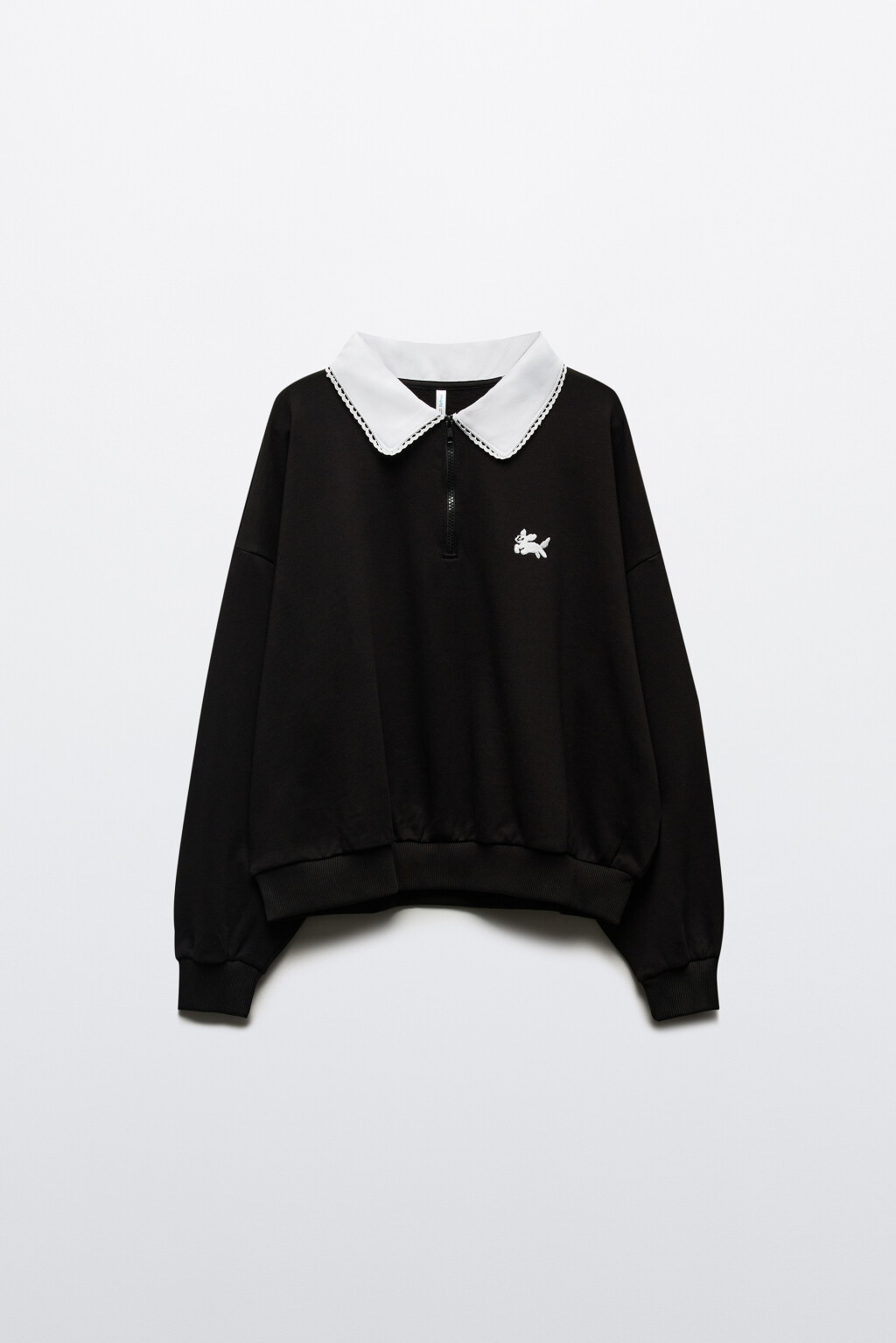 Свитшот с кружевным воротником - цвет черный - 9