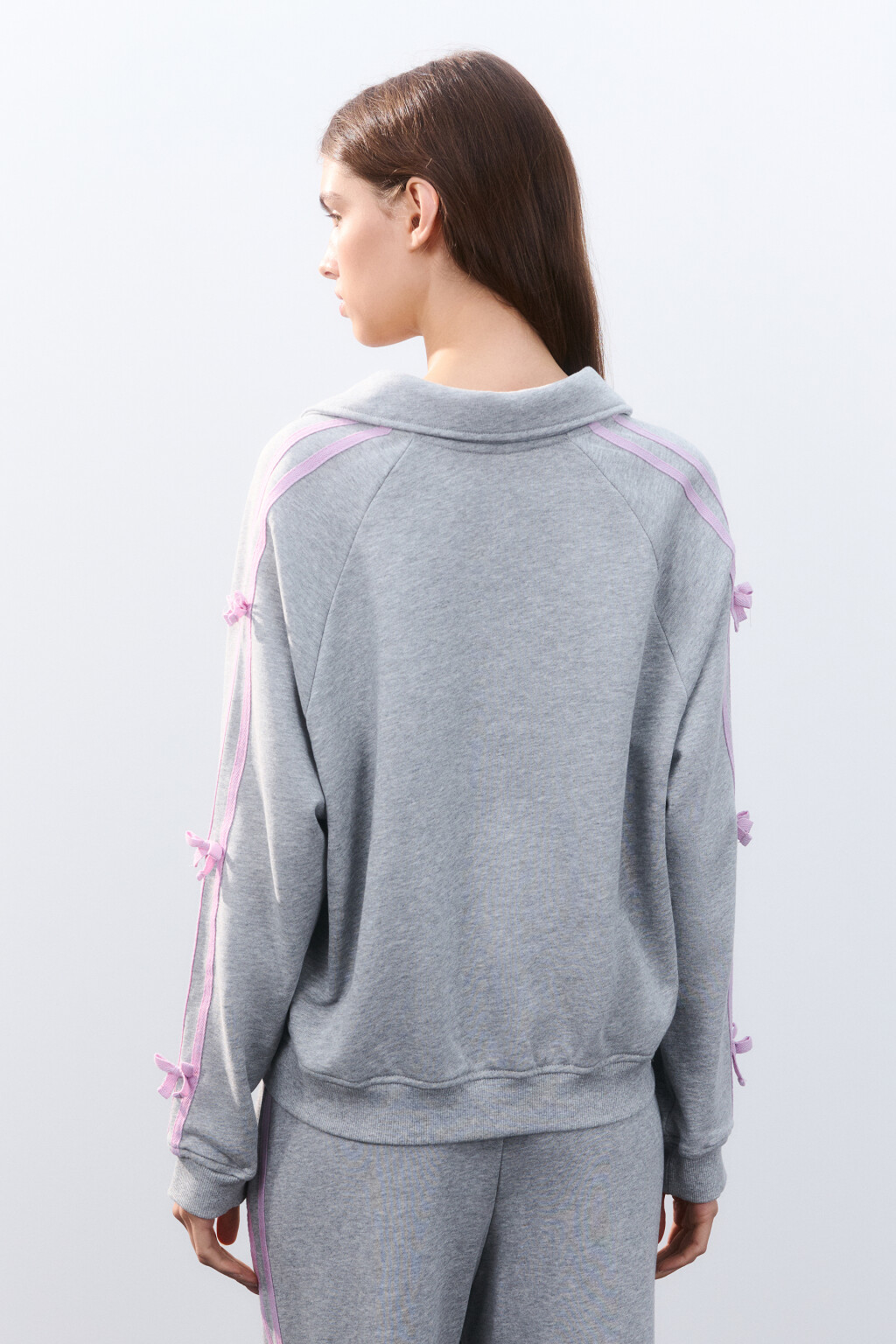 Толстовка на молнии с лампасами - цвет серый - 3