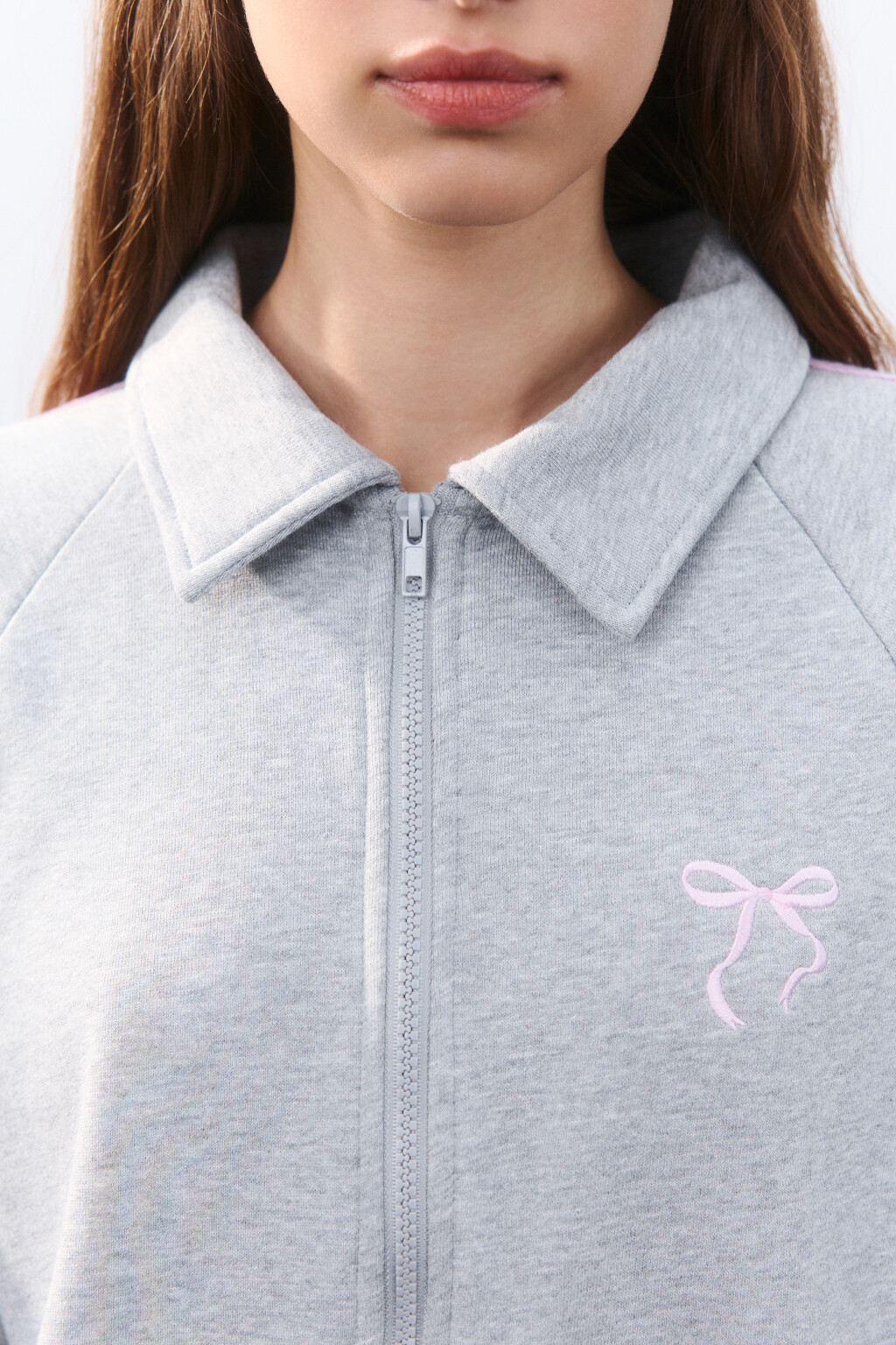 Толстовка на молнии с лампасами - цвет серый - 5