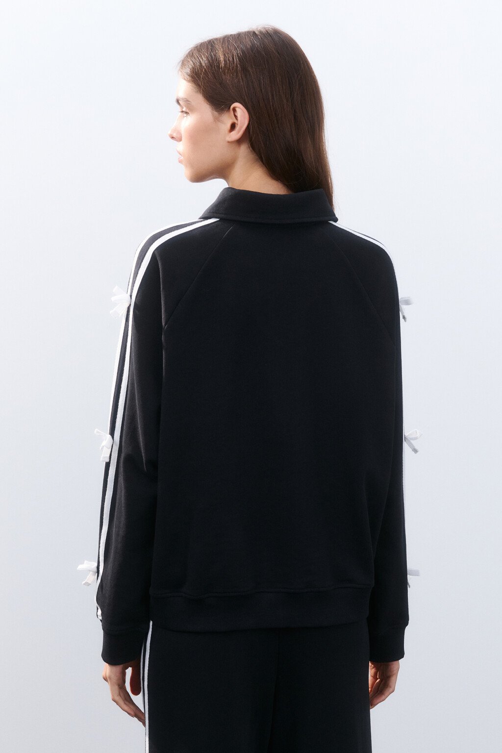 Толстовка на молнии с лампасами - цвет черный - 3