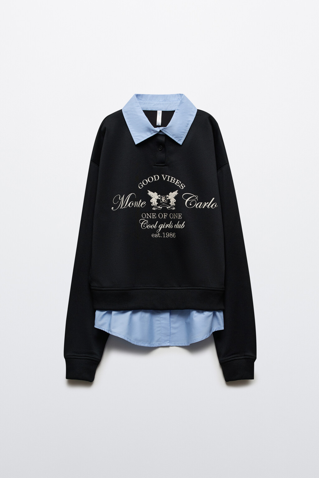 Свитшот с имитацией рубашки - цвет черный - 7