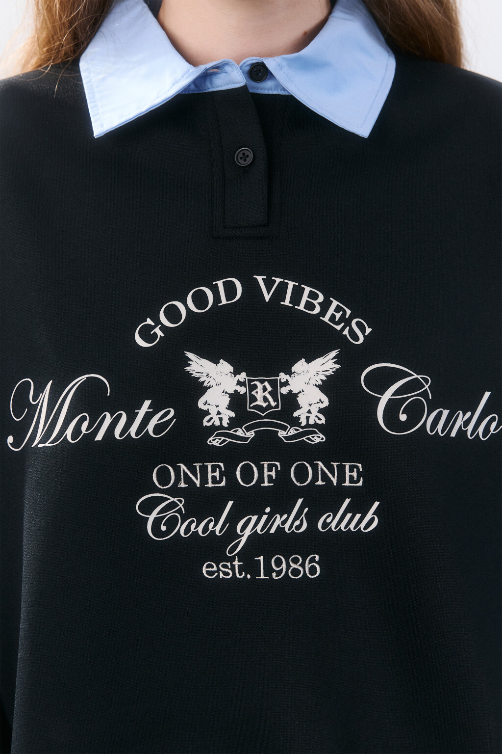 Свитшот с имитацией рубашки - цвет черный - 5