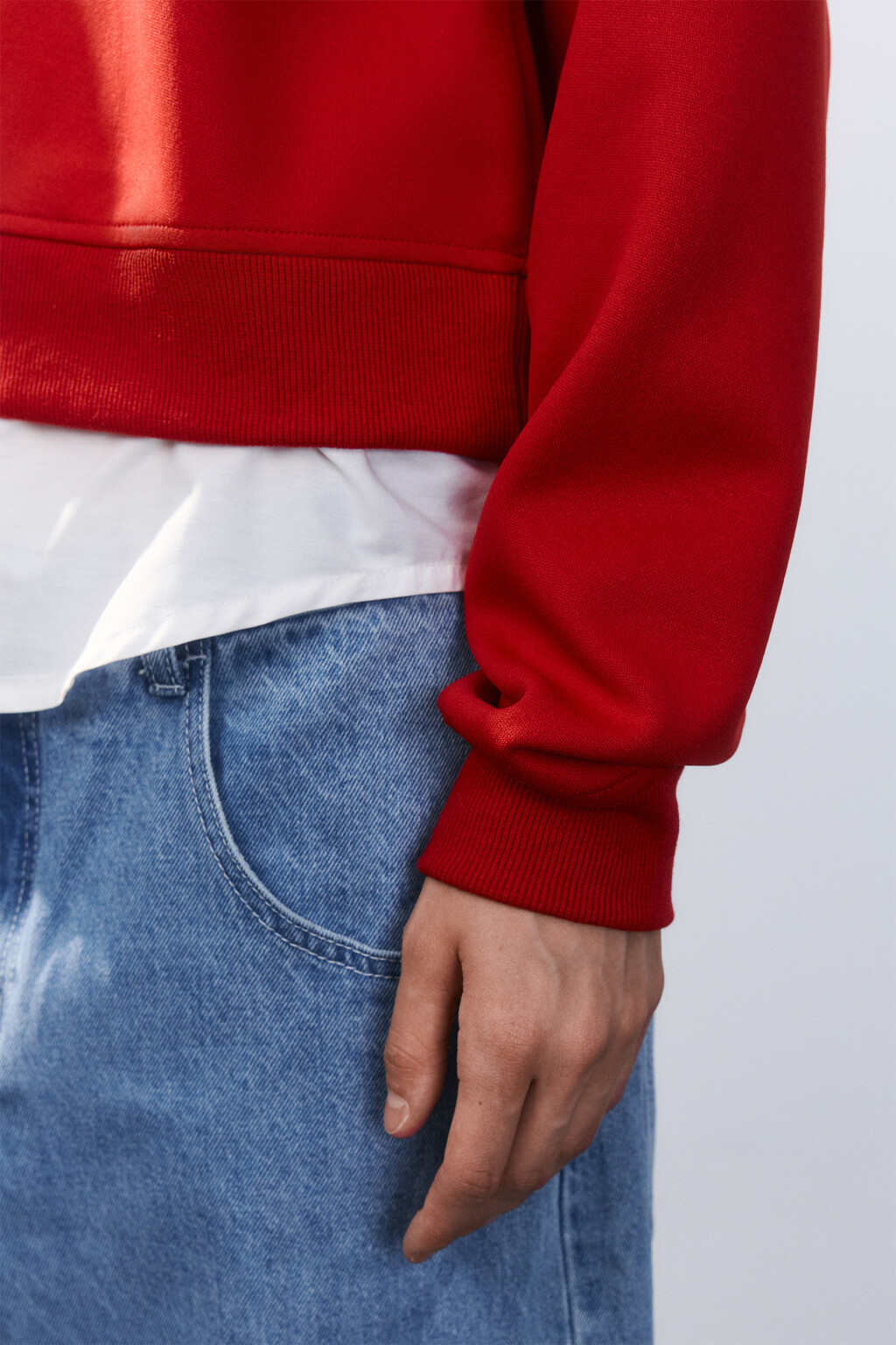 Свитшот с имитацией рубашки - цвет красный - 6