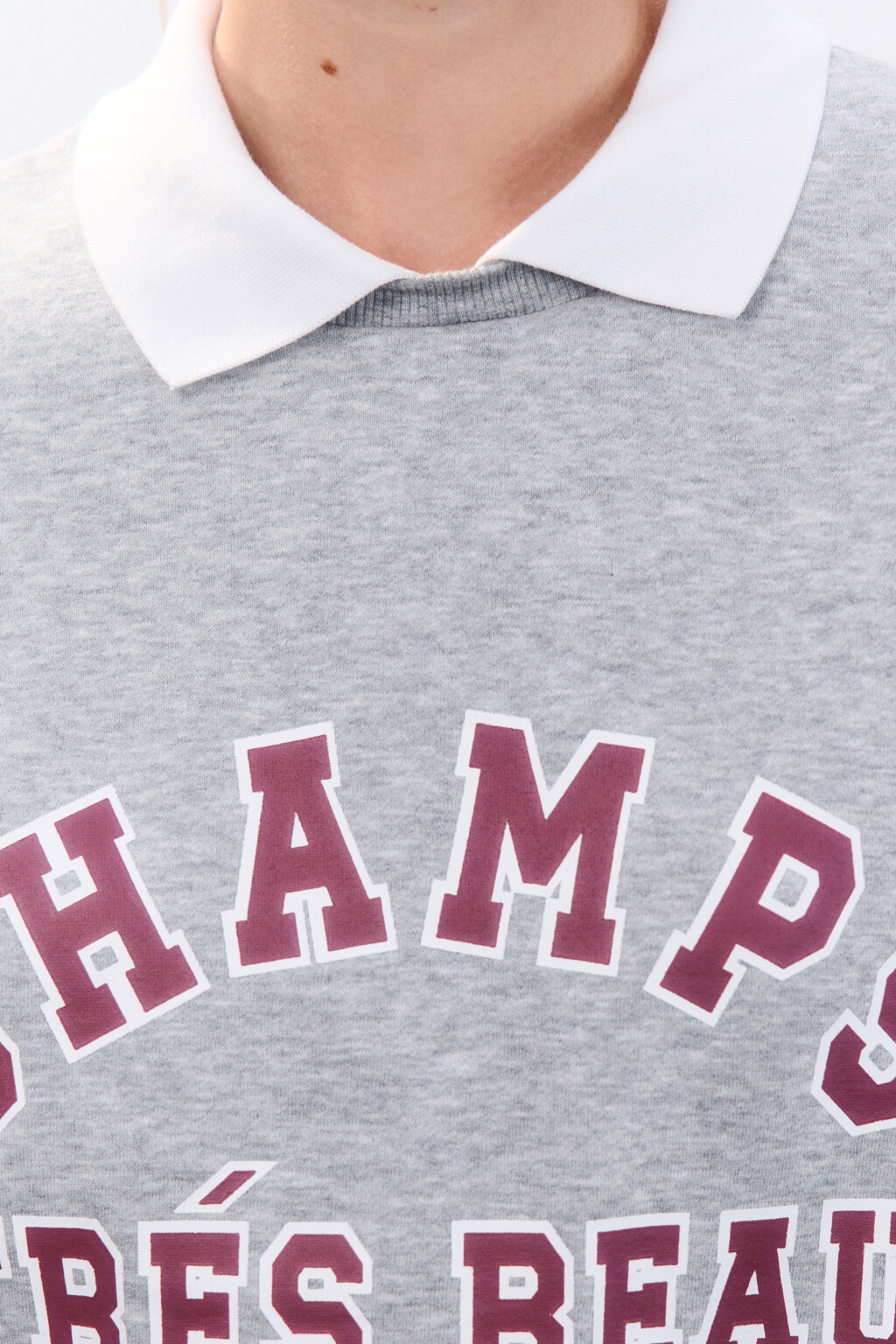 Свитшот с воротником и принтом - цвет серый - 5