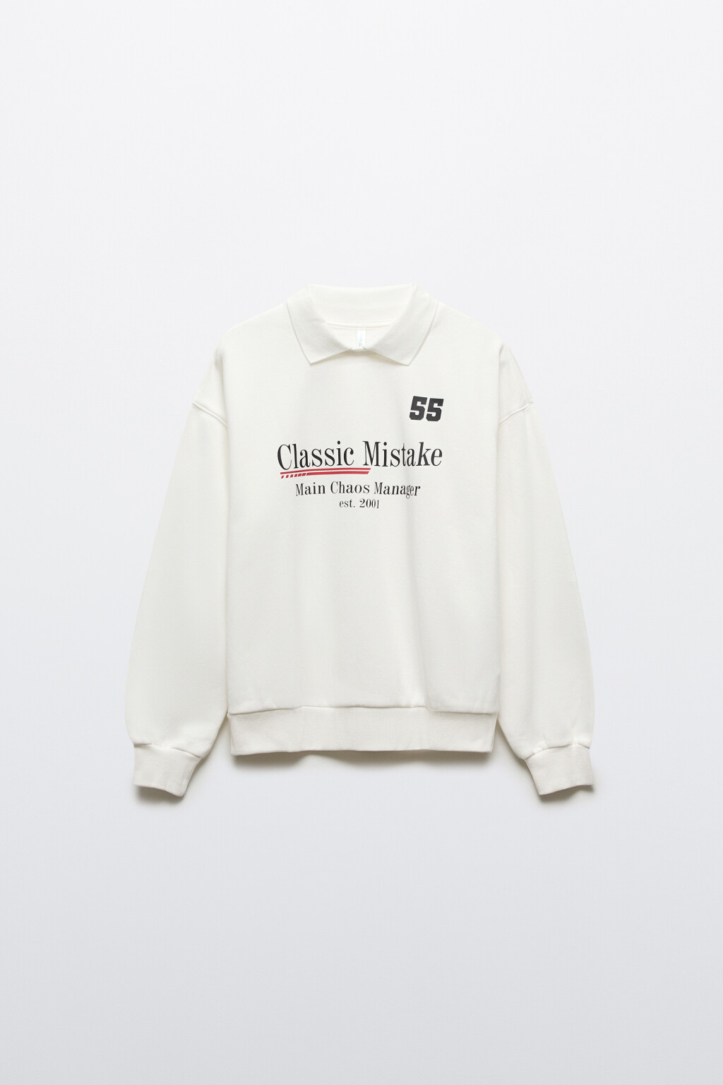 Свитшот с воротником и принтом - цвет белый - 7
