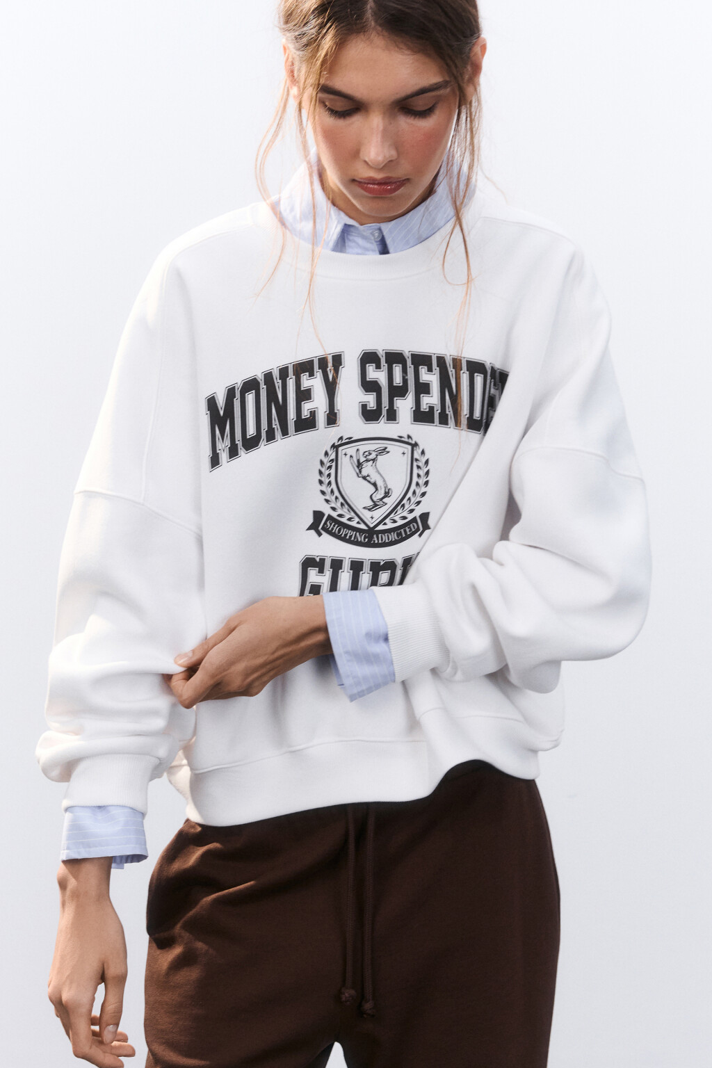 Свитшот утепленный с принтом - цвет белый - 2