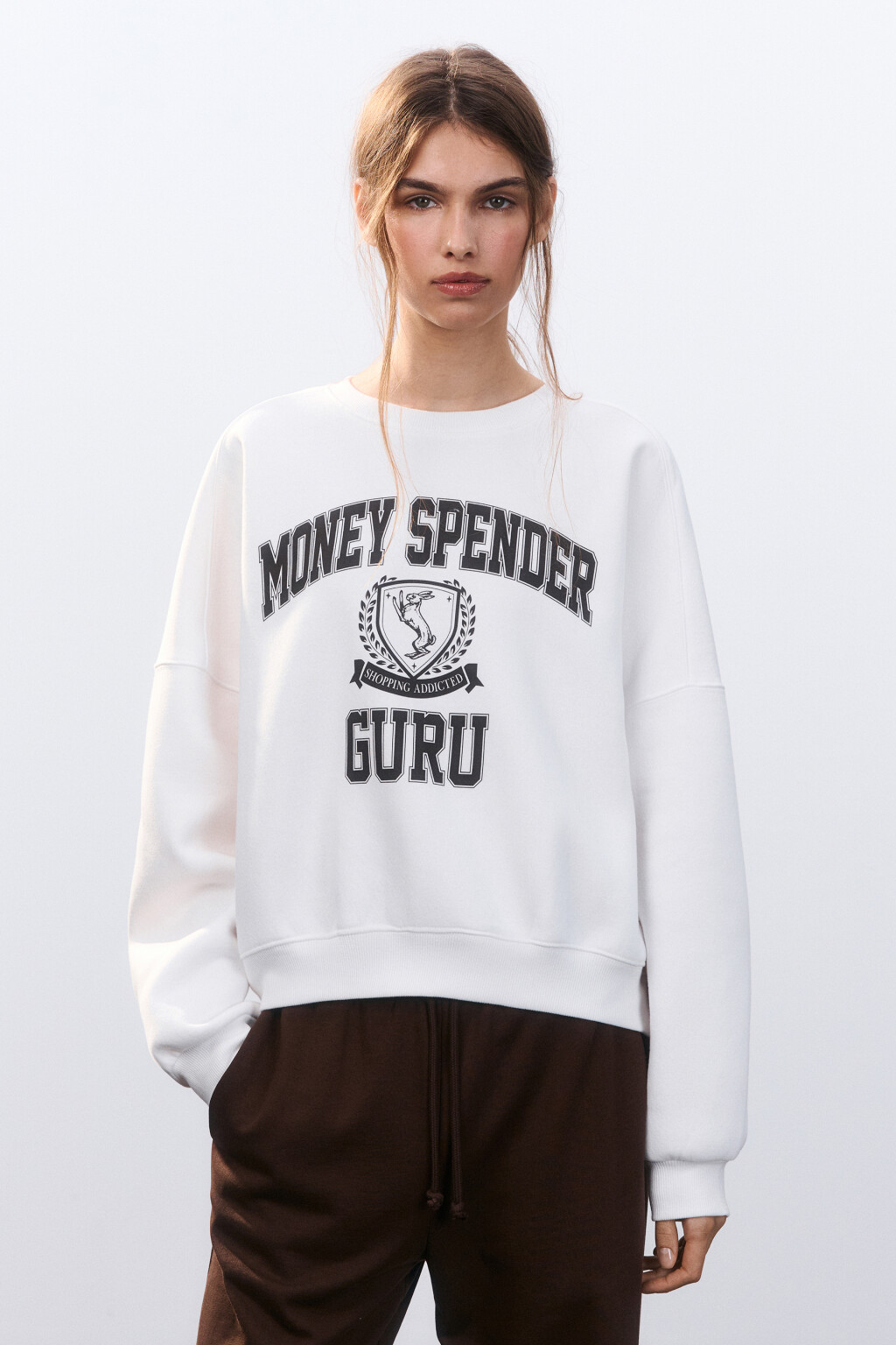 Свитшот утепленный с принтом - цвет белый - 3