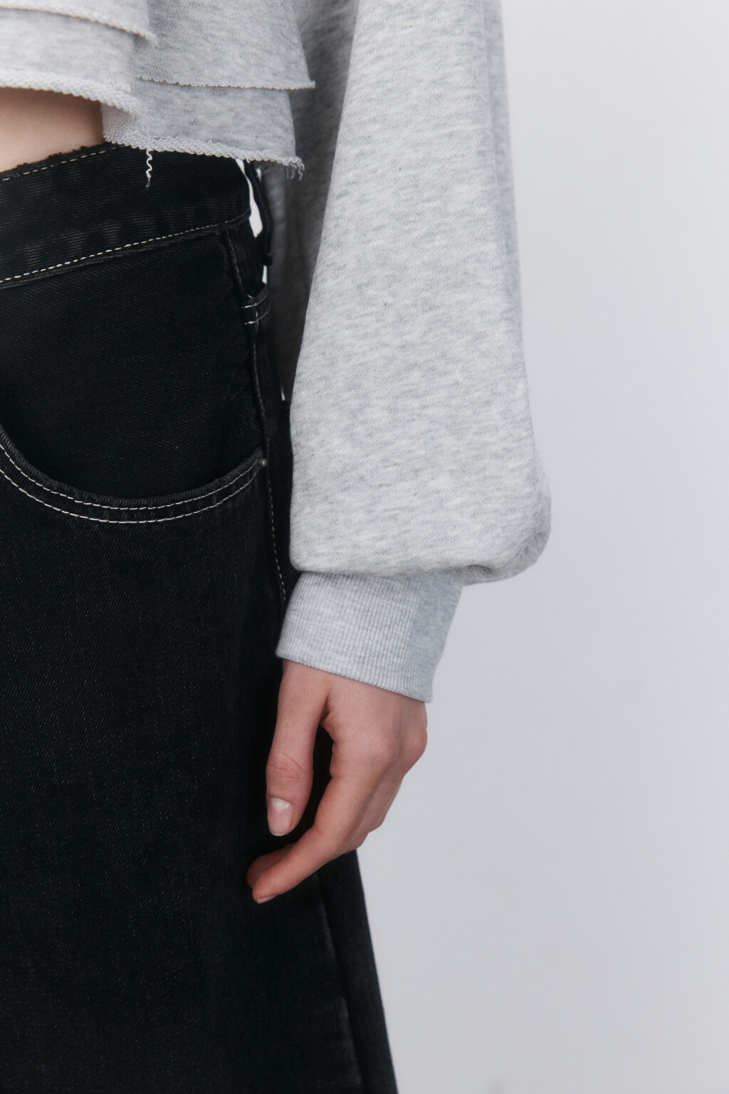 Худи-зипка укороченная с оборками - цвет серый - 6