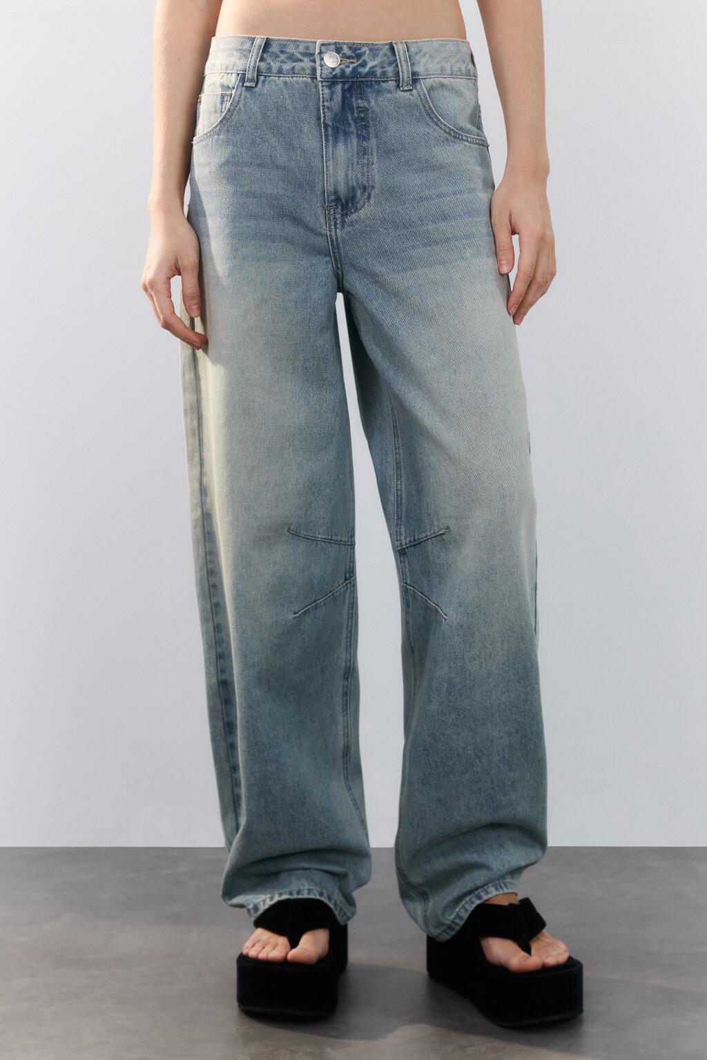 Джинсы barrel fit со средней посадкой - цвет синий - 2