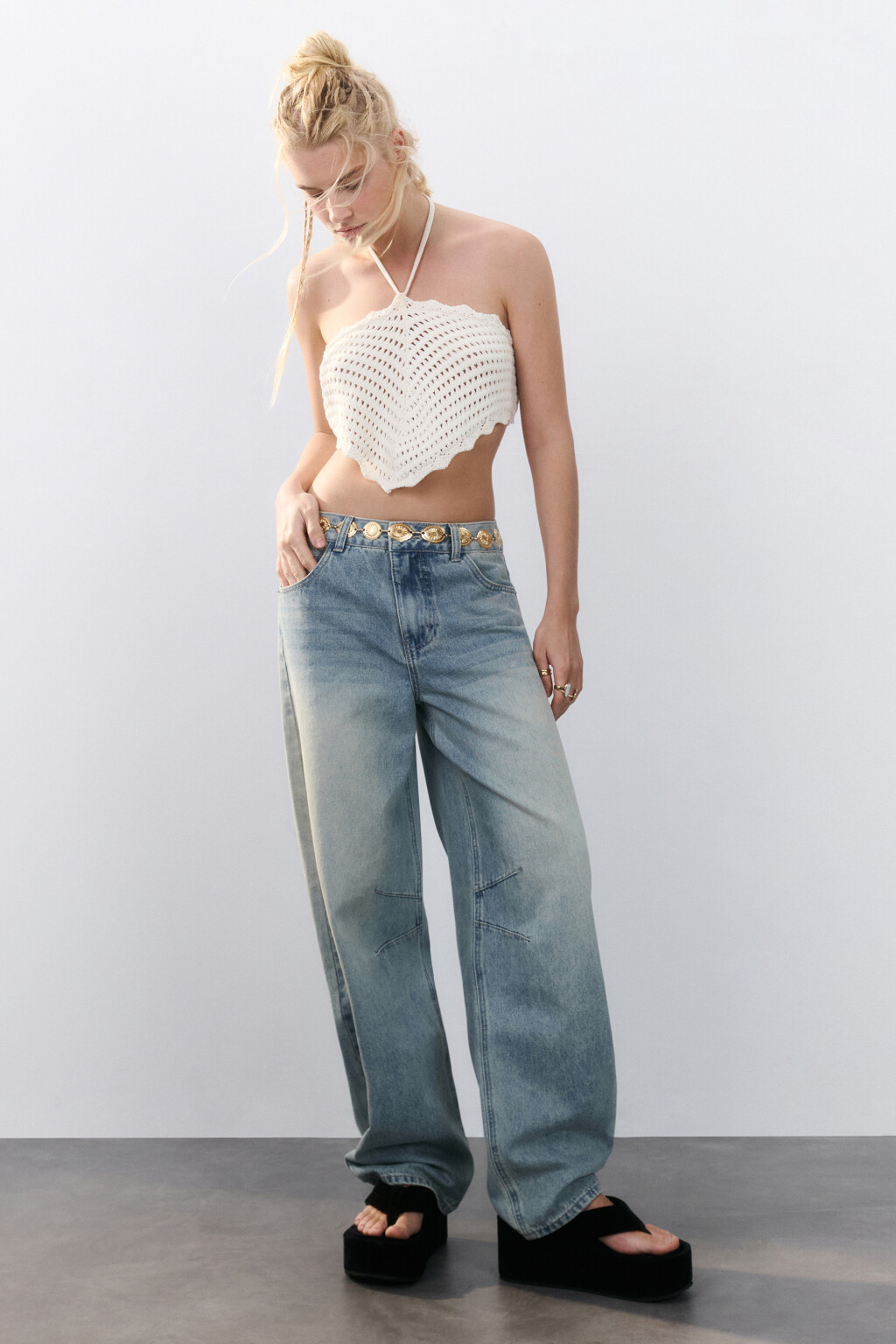 Джинсы barrel fit со средней посадкой - цвет синий - 4