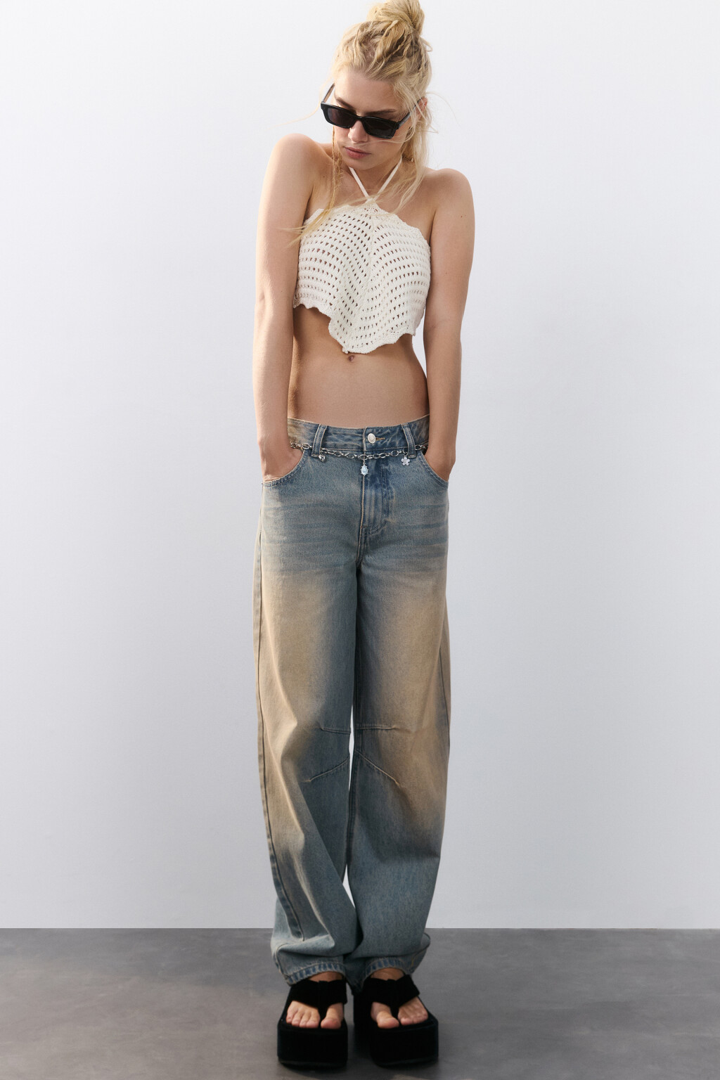 Джинсы barrel fit со средней посадкой - цвет коричневый - 1