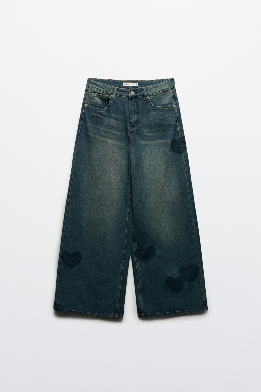 Джинсы baggy fit с сердечками - цвет темный тинт - 8