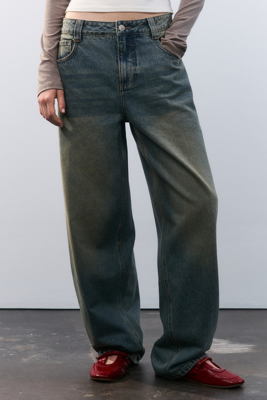 Джинсы baggy fit со средней посадкой - цвет синий - 2