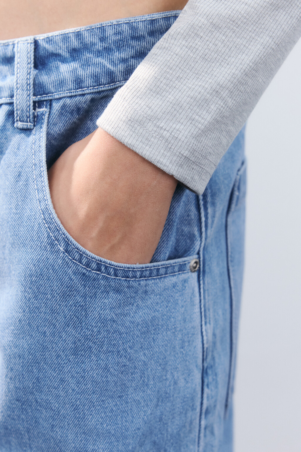 Джинсы baggy fit с подворотами - цвет голубой - 6