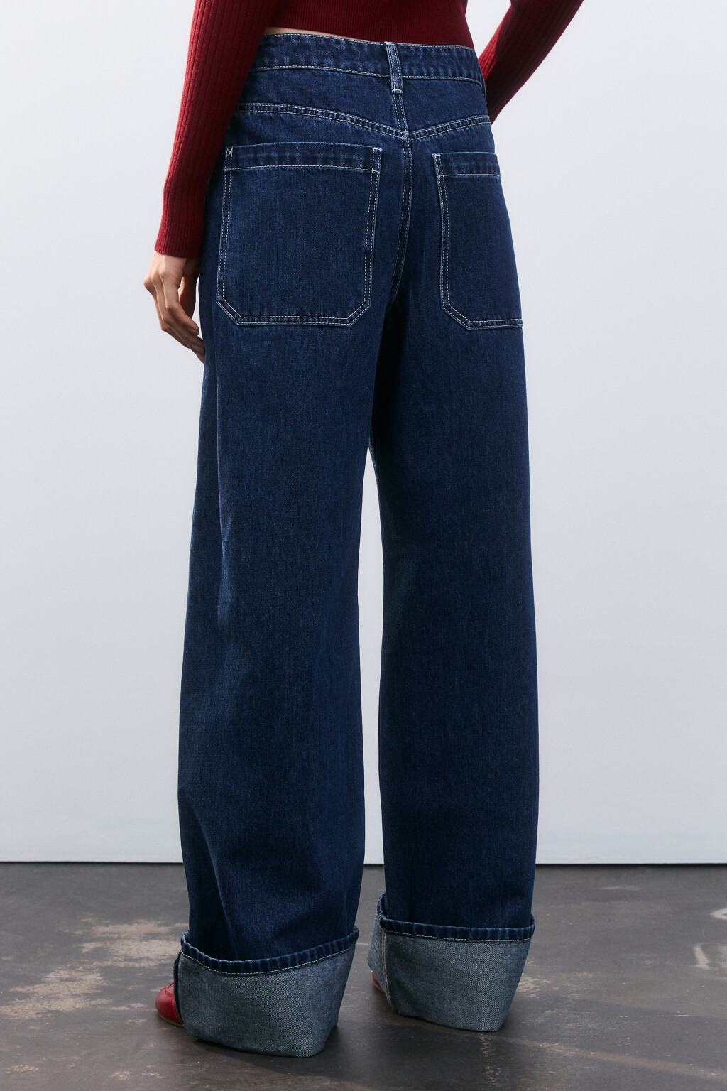 Джинсы baggy fit с подворотами - цвет синий - 3