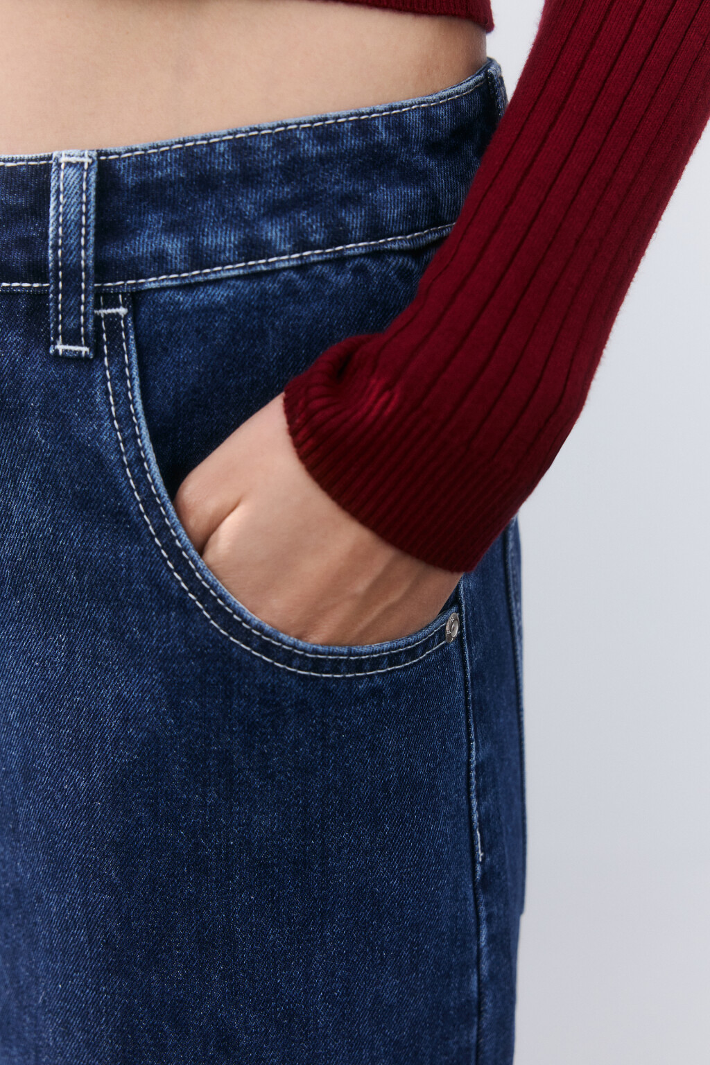 Джинсы baggy fit с подворотами - цвет синий - 6