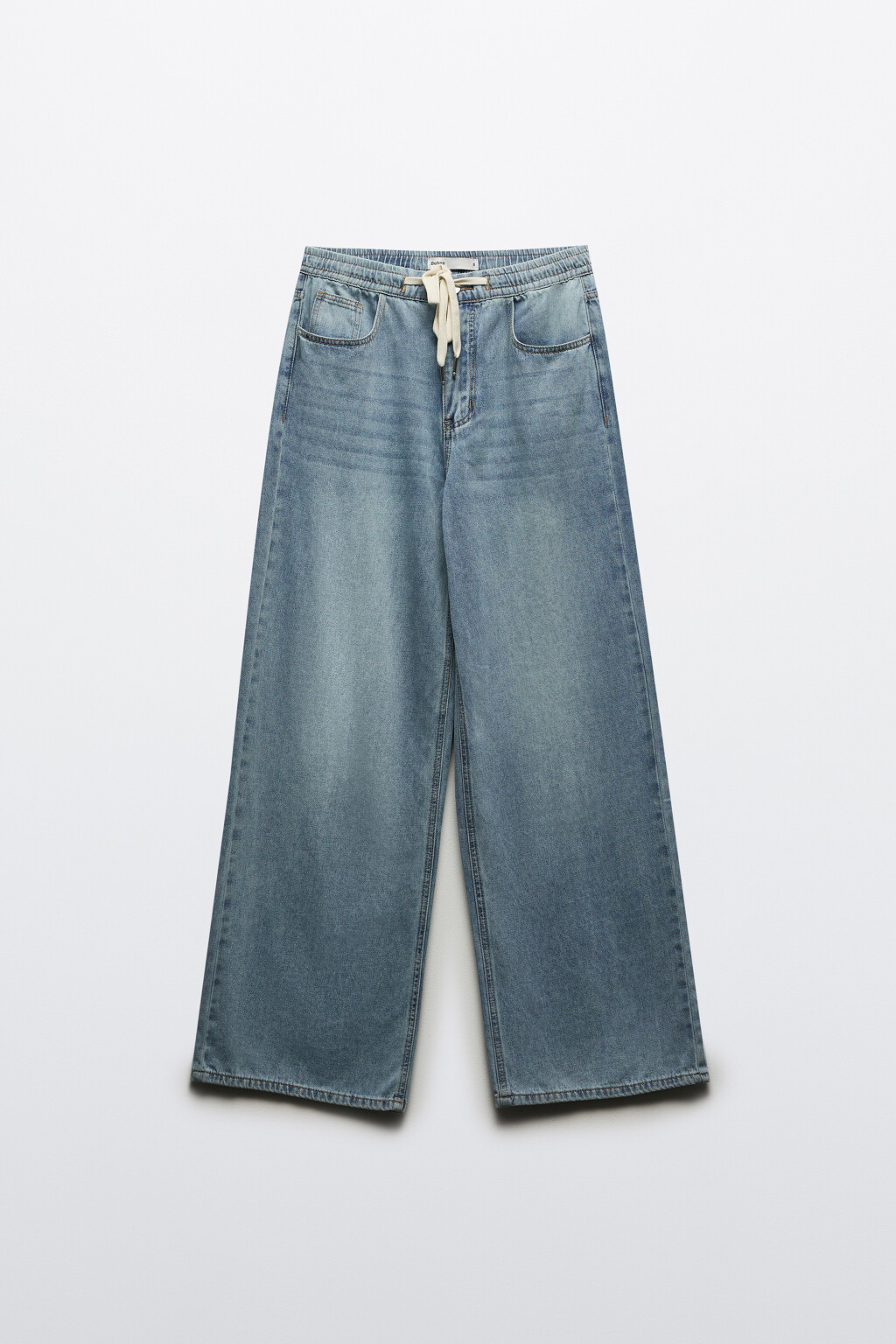 Джинсы baggy fit с эластичным поясом и шнурком - цвет голубой - 7