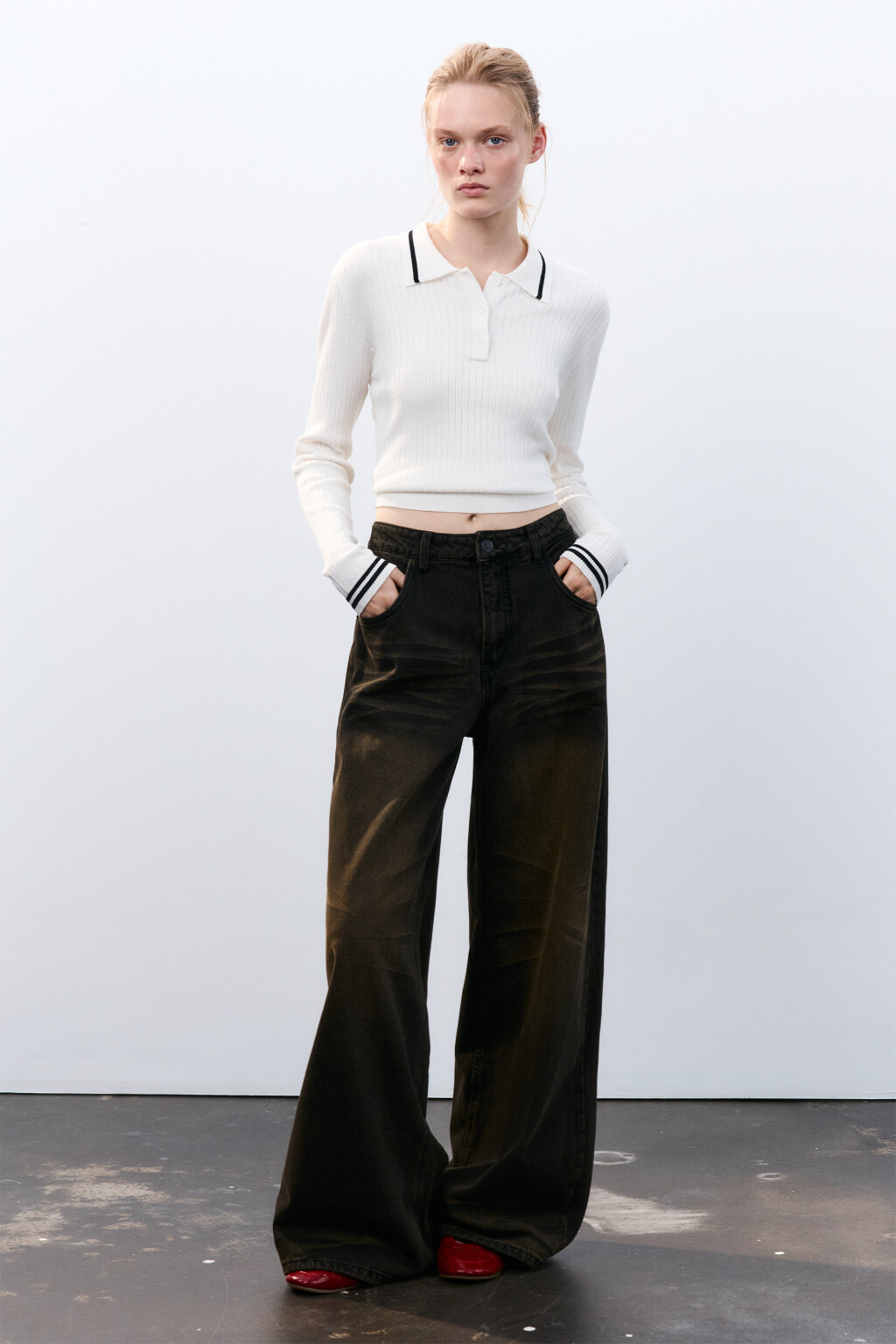 Джинсы baggy fit со средней посадкой - цвет коричневый - 4