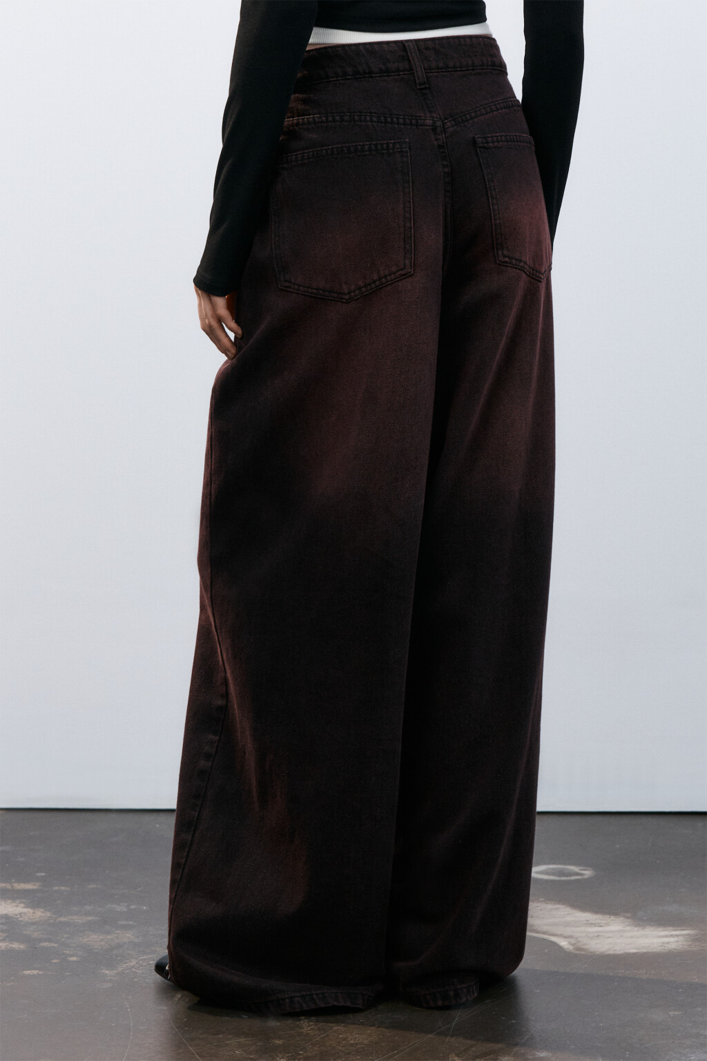 Джинсы baggy fit со средней посадкой - цвет бордовый - 3