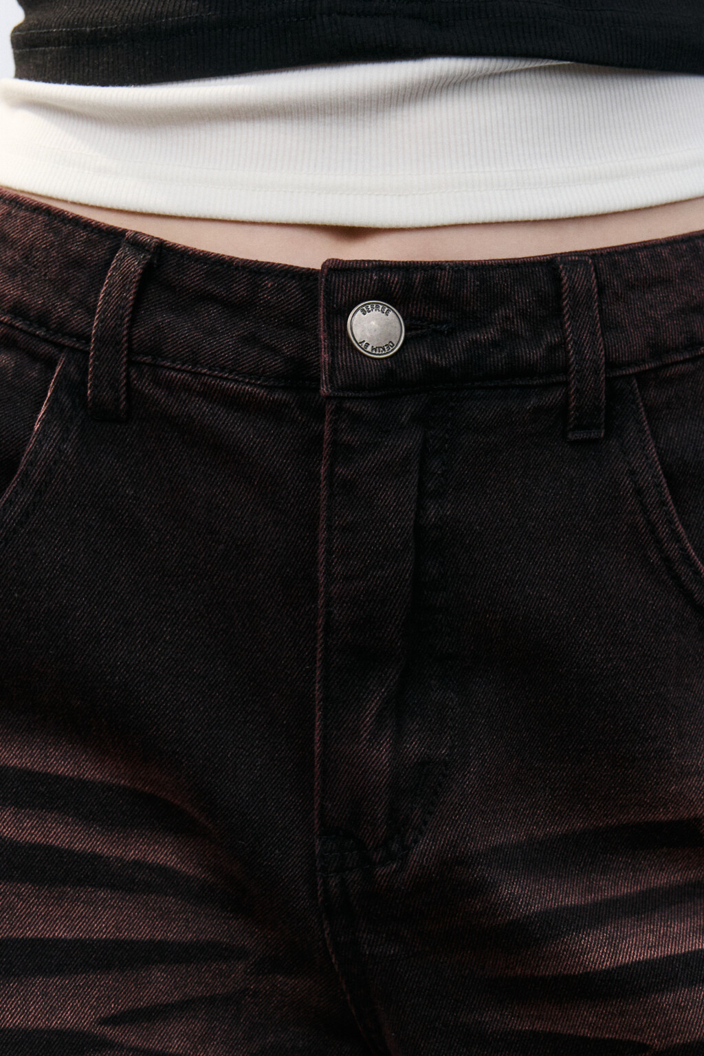 Джинсы baggy fit со средней посадкой - цвет бордовый - 5