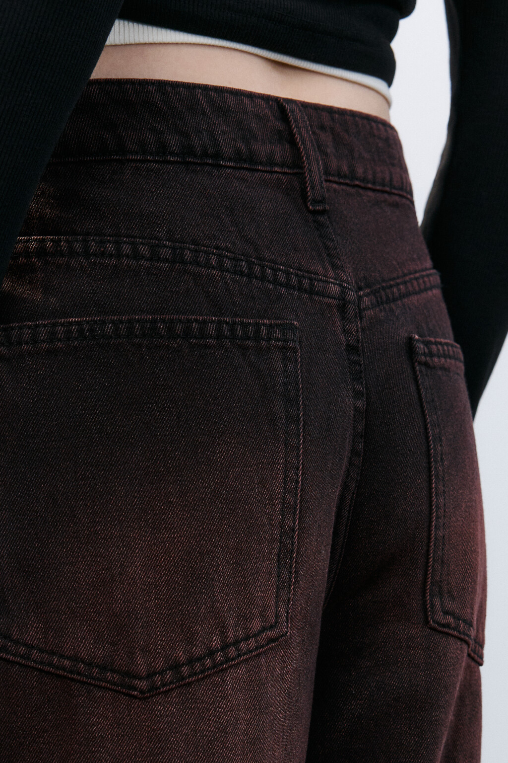 Джинсы baggy fit со средней посадкой - цвет бордовый - 6