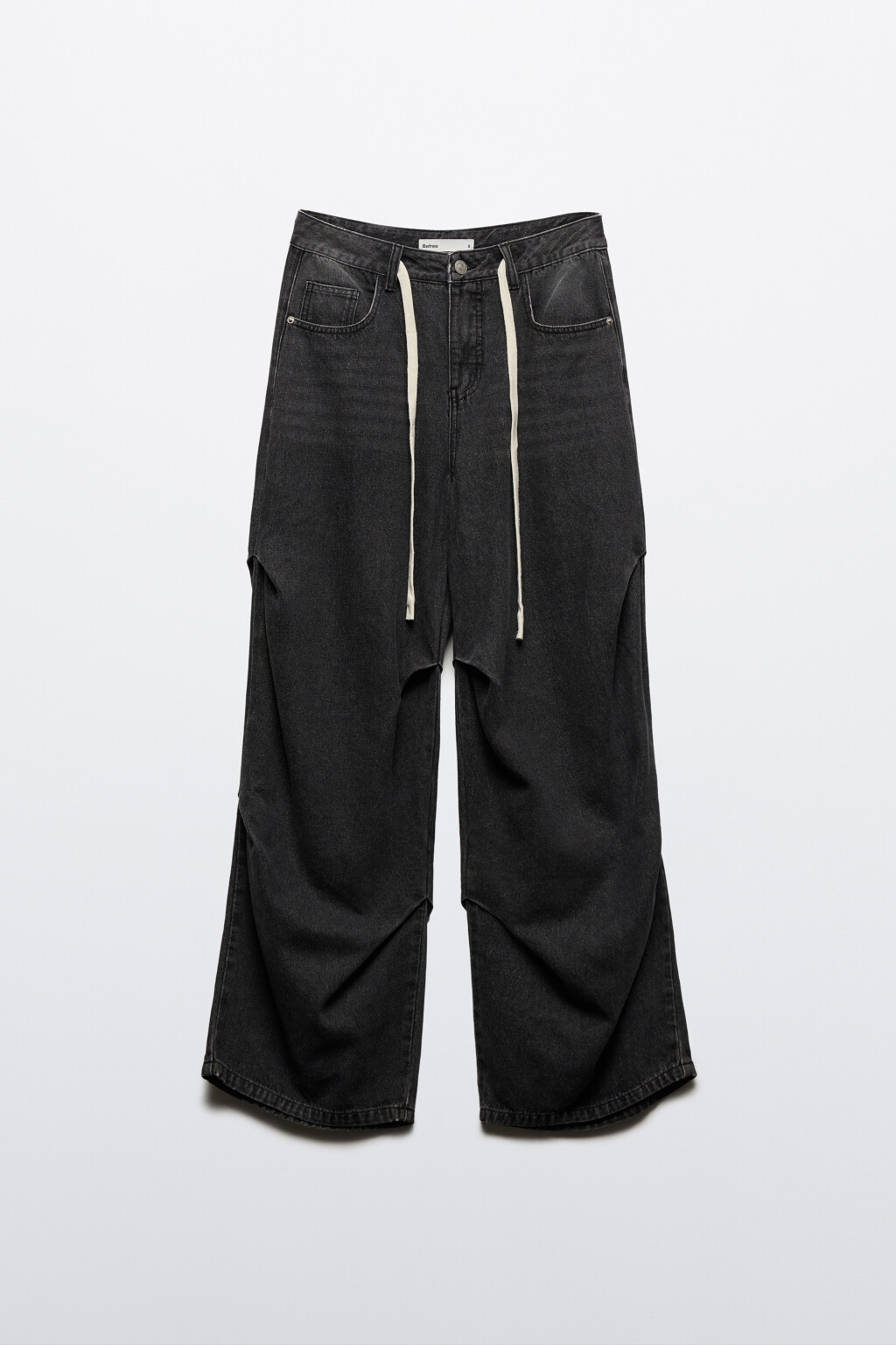 Джинсы baggy со складками и шнурком - цвет серый - 6