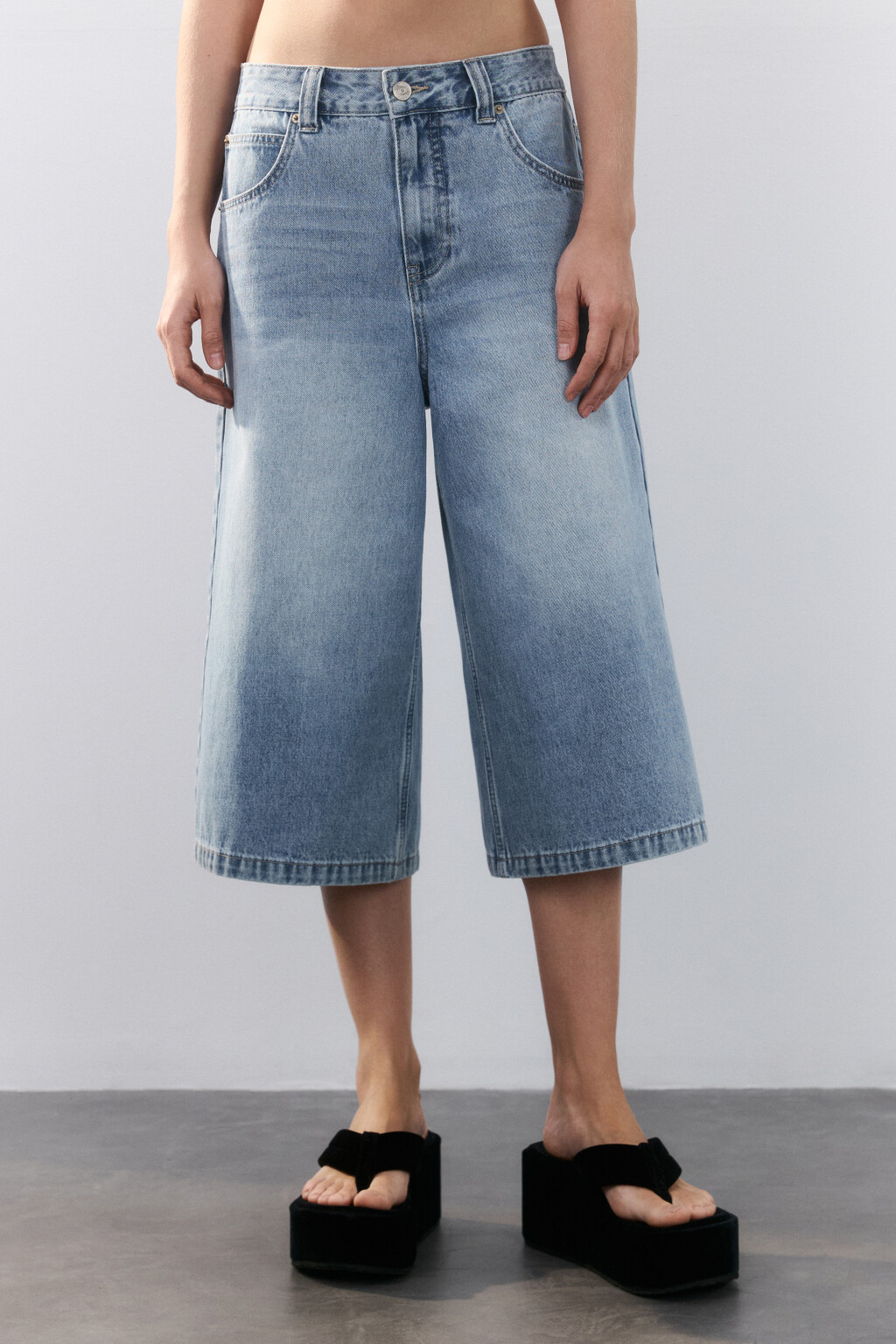 Джортсы широкие с низкой посадкой - цвет голубой - 2