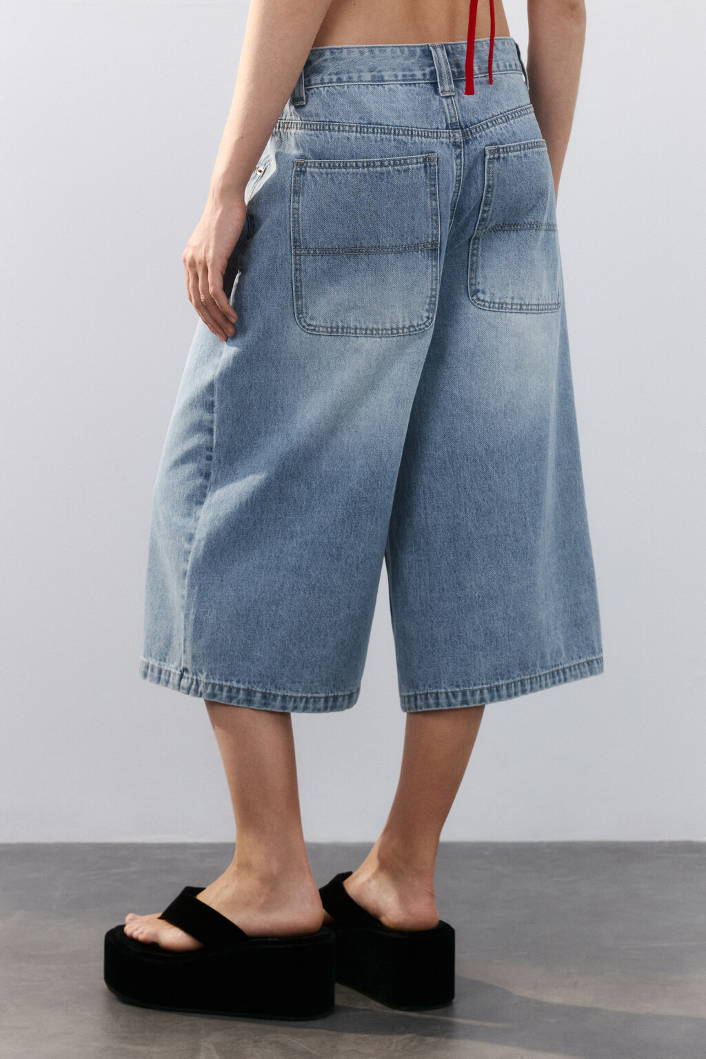 Джортсы широкие с низкой посадкой - цвет голубой - 3