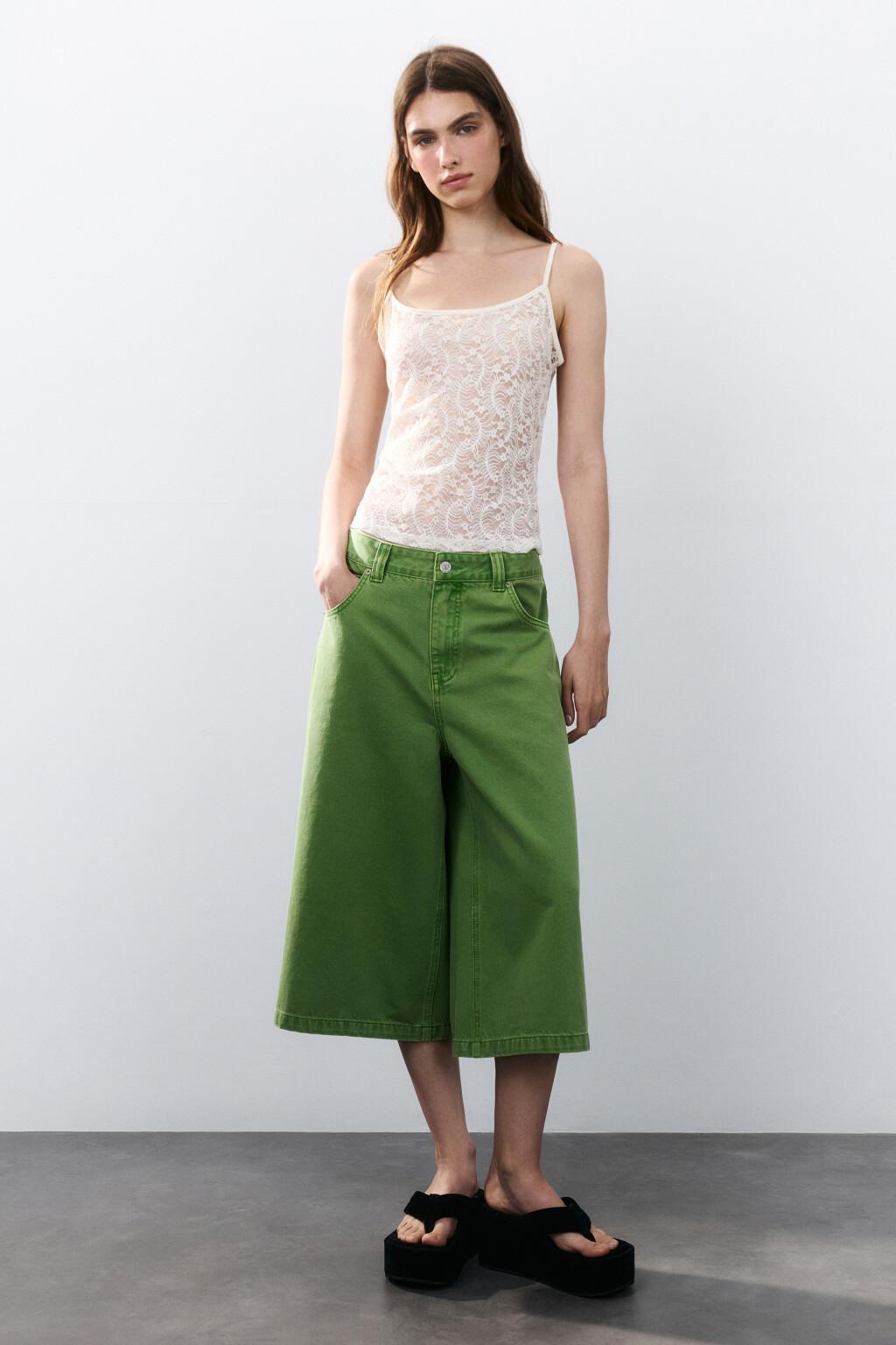 Джортсы широкие с низкой посадкой - цвет зеленый - 5