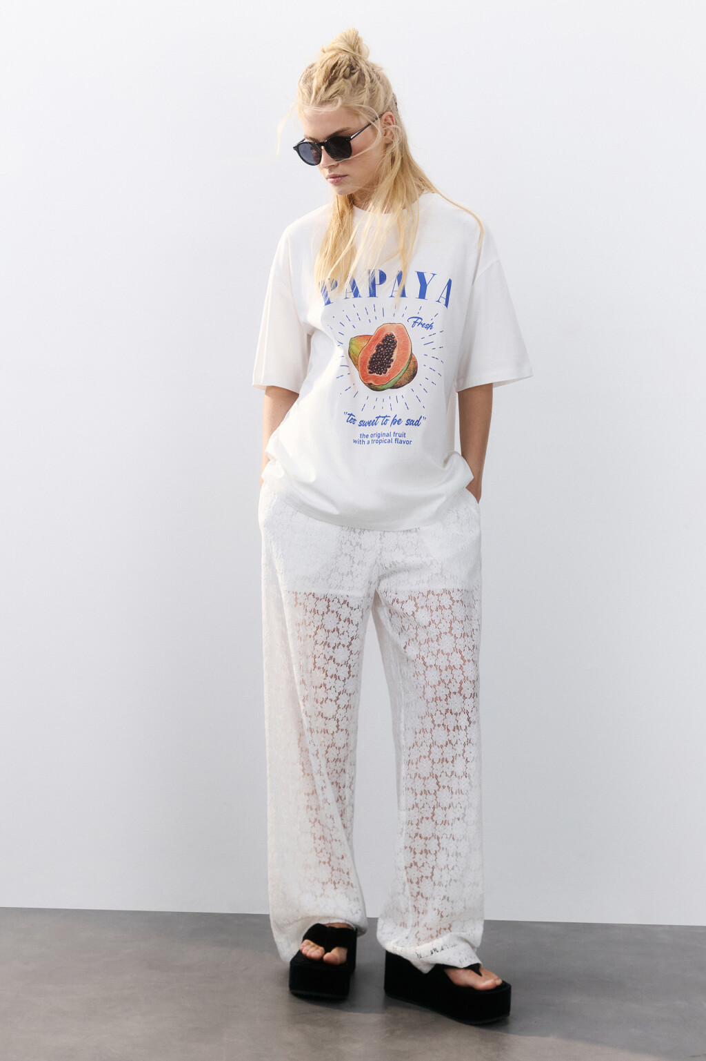 Брюки ажурные с короткой подкладкой - цвет молочный - 4