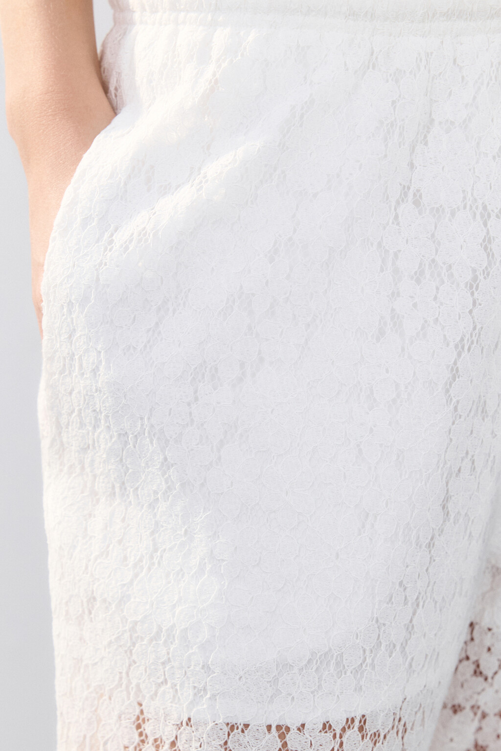 Брюки ажурные с короткой подкладкой - цвет молочный - 6