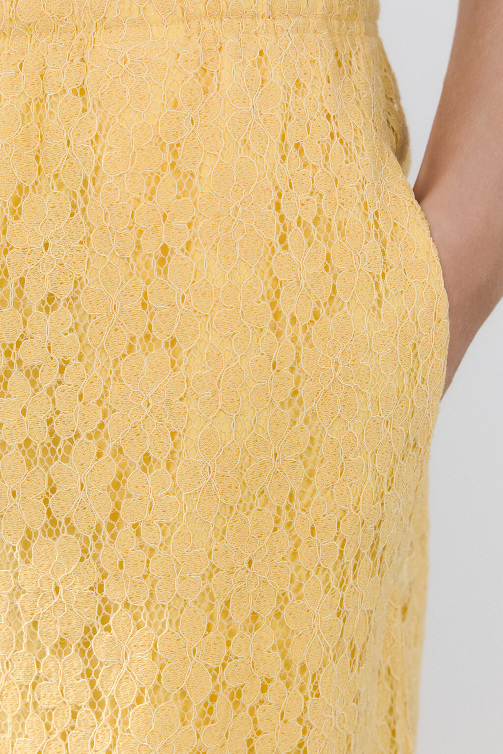 Брюки ажурные с короткой подкладкой - цвет желтый - 6