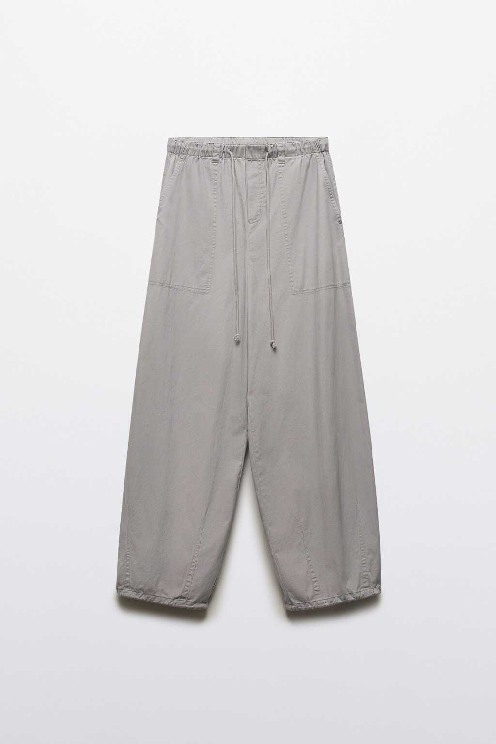 Брюки barrel fit твиловые с завязками - цвет серый - 7