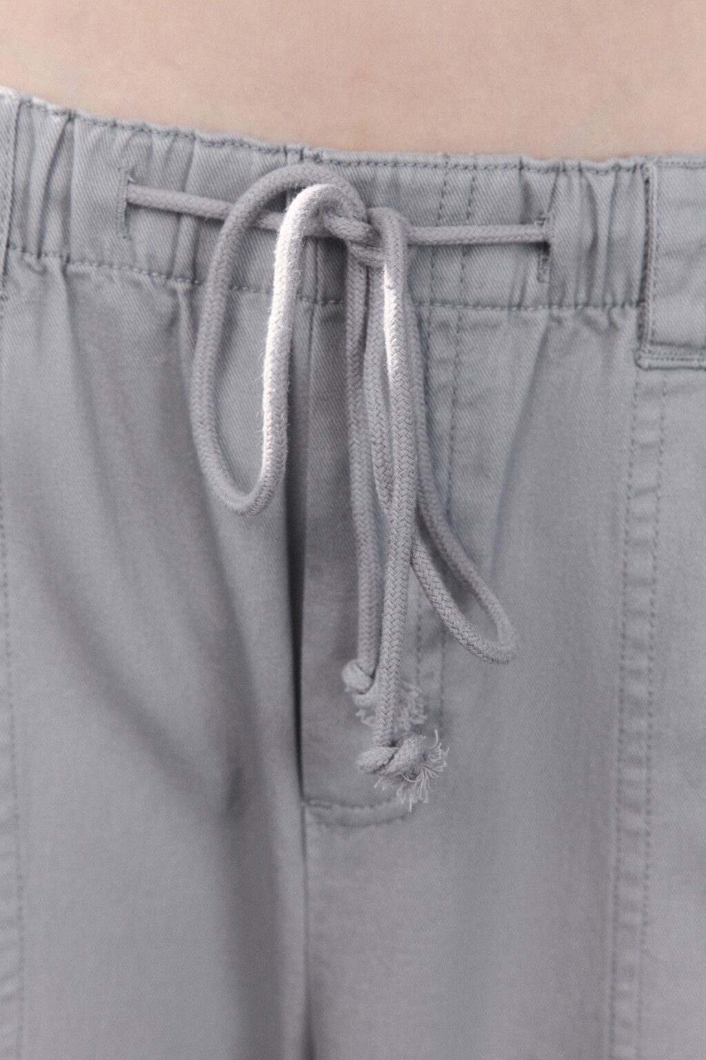 Брюки barrel fit твиловые с завязками - цвет серый - 5