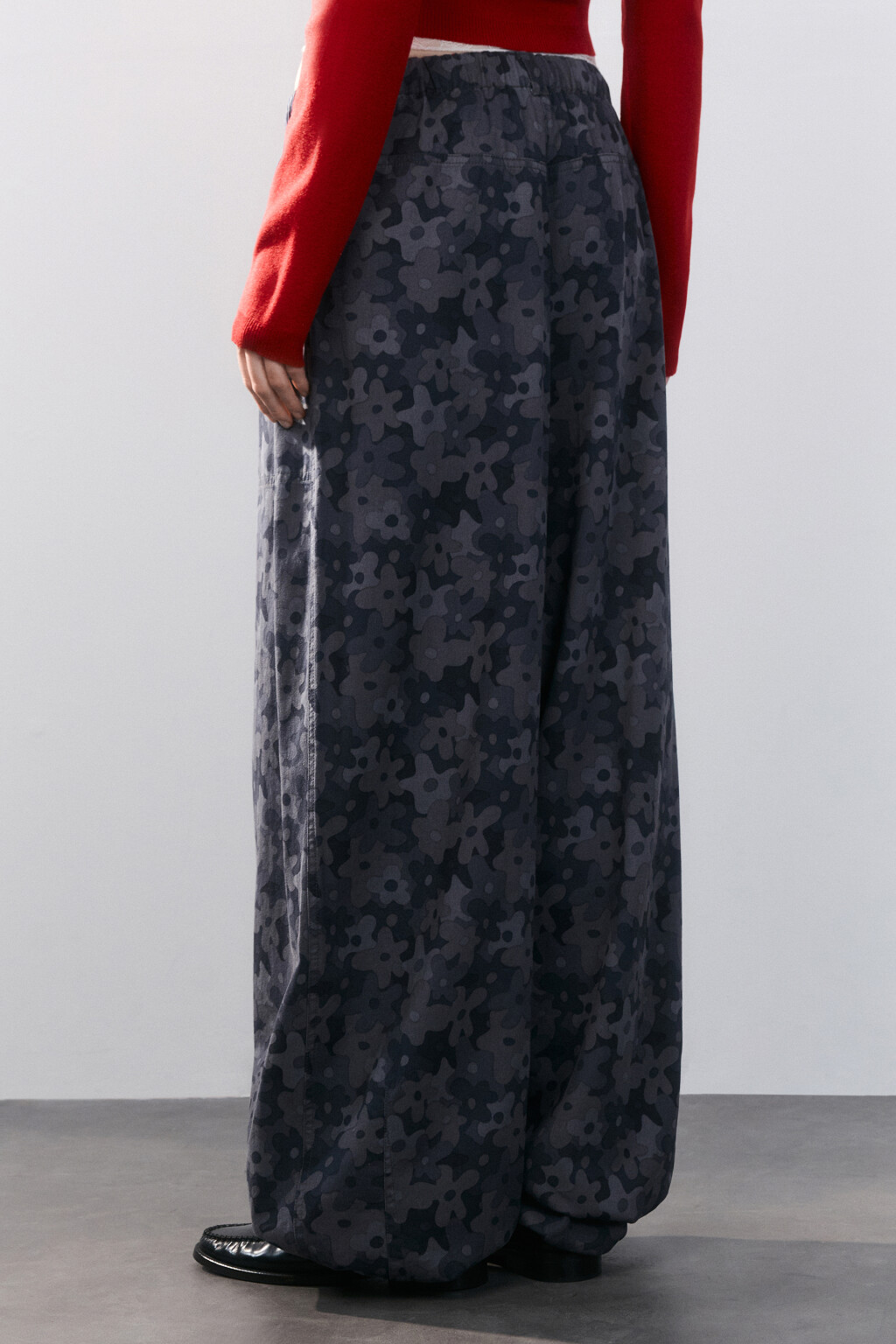 Брюки barrel fit твиловые с завязками - цвет серый - 4