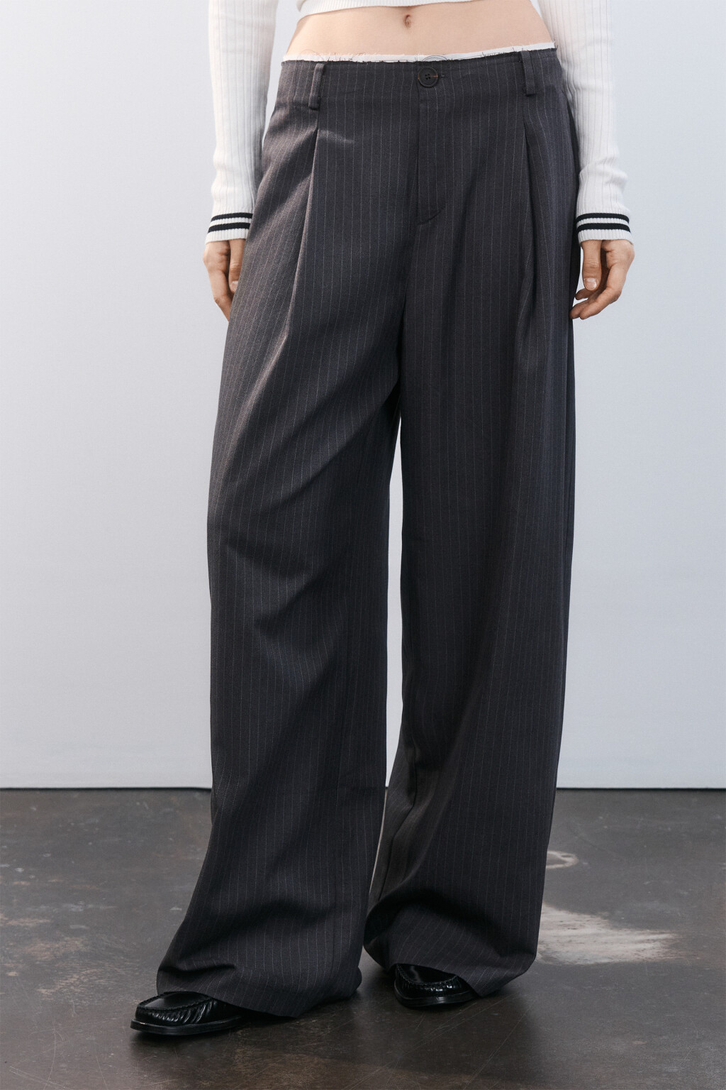 Брюки с имитацией второго слоя - цвет серый - 2