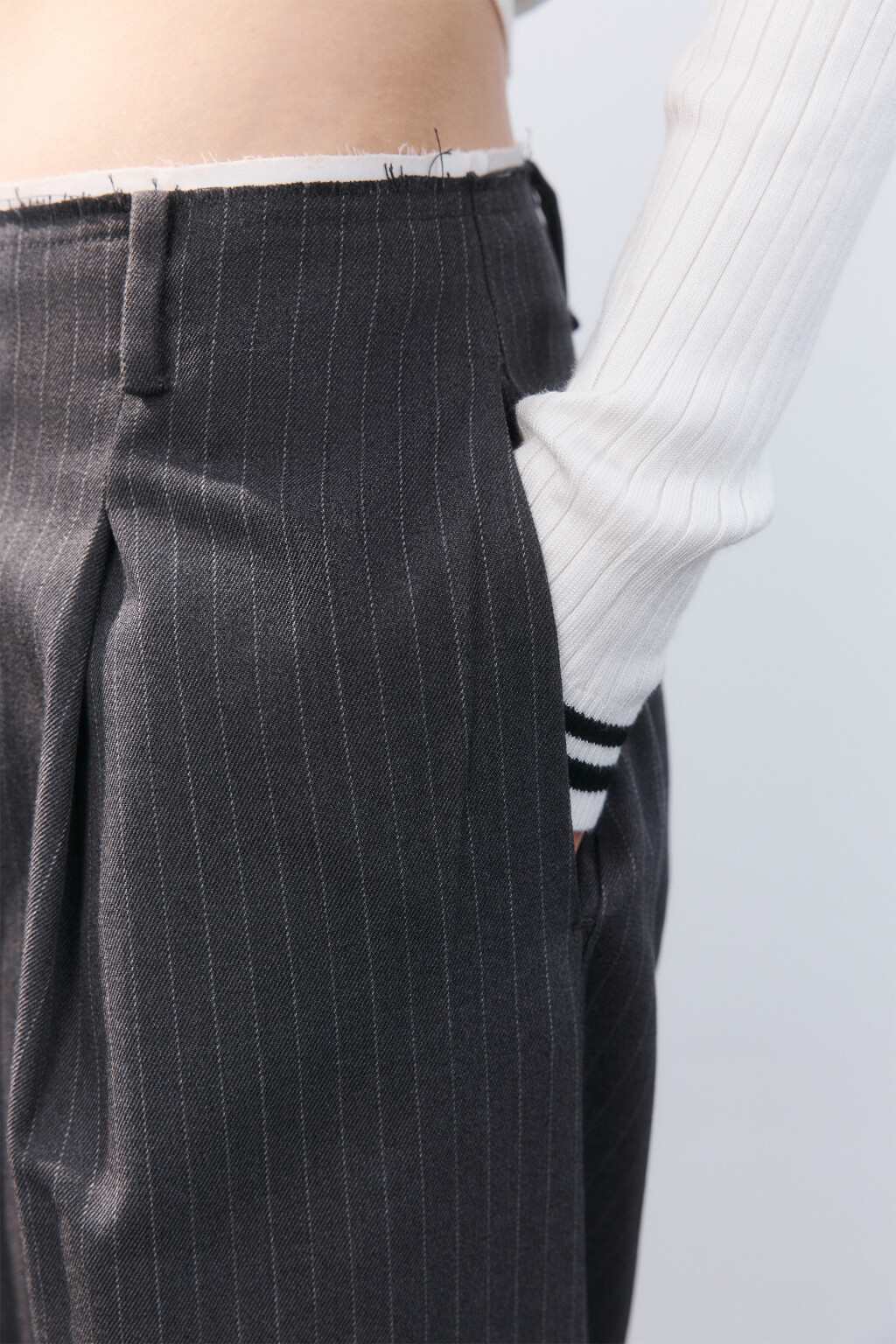 Брюки с имитацией второго слоя - цвет серый - 6