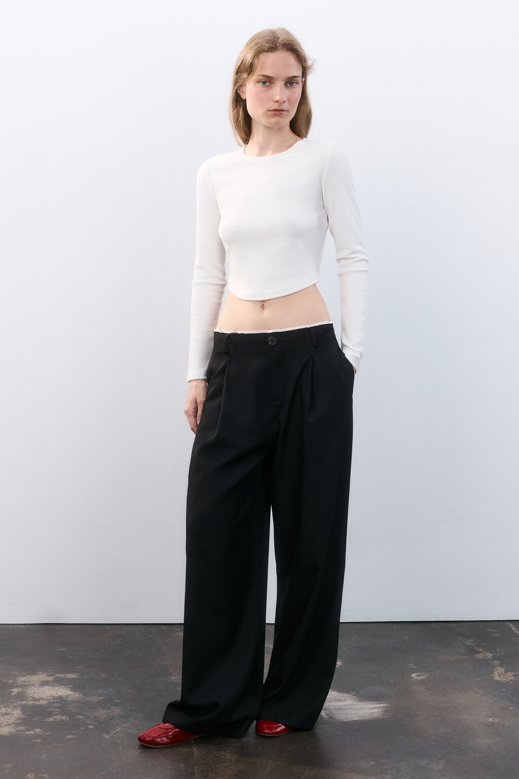 Брюки с имитацией второго слоя - цвет черный - 4