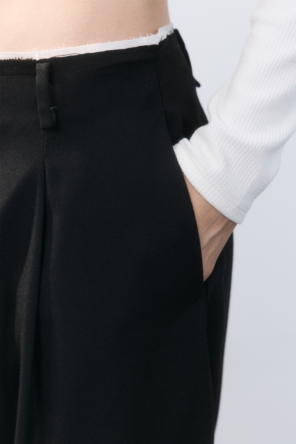 Брюки с имитацией второго слоя - цвет черный - 6